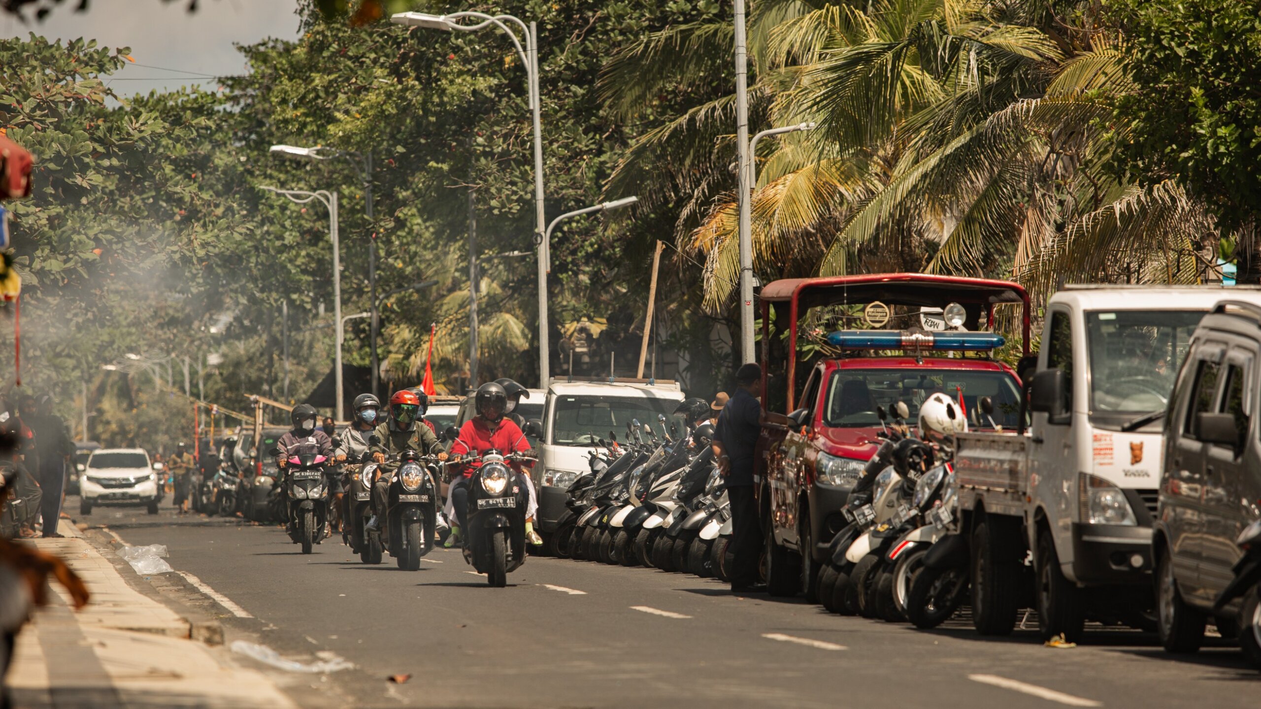 Heavy traffic in Bali, Indonesia.