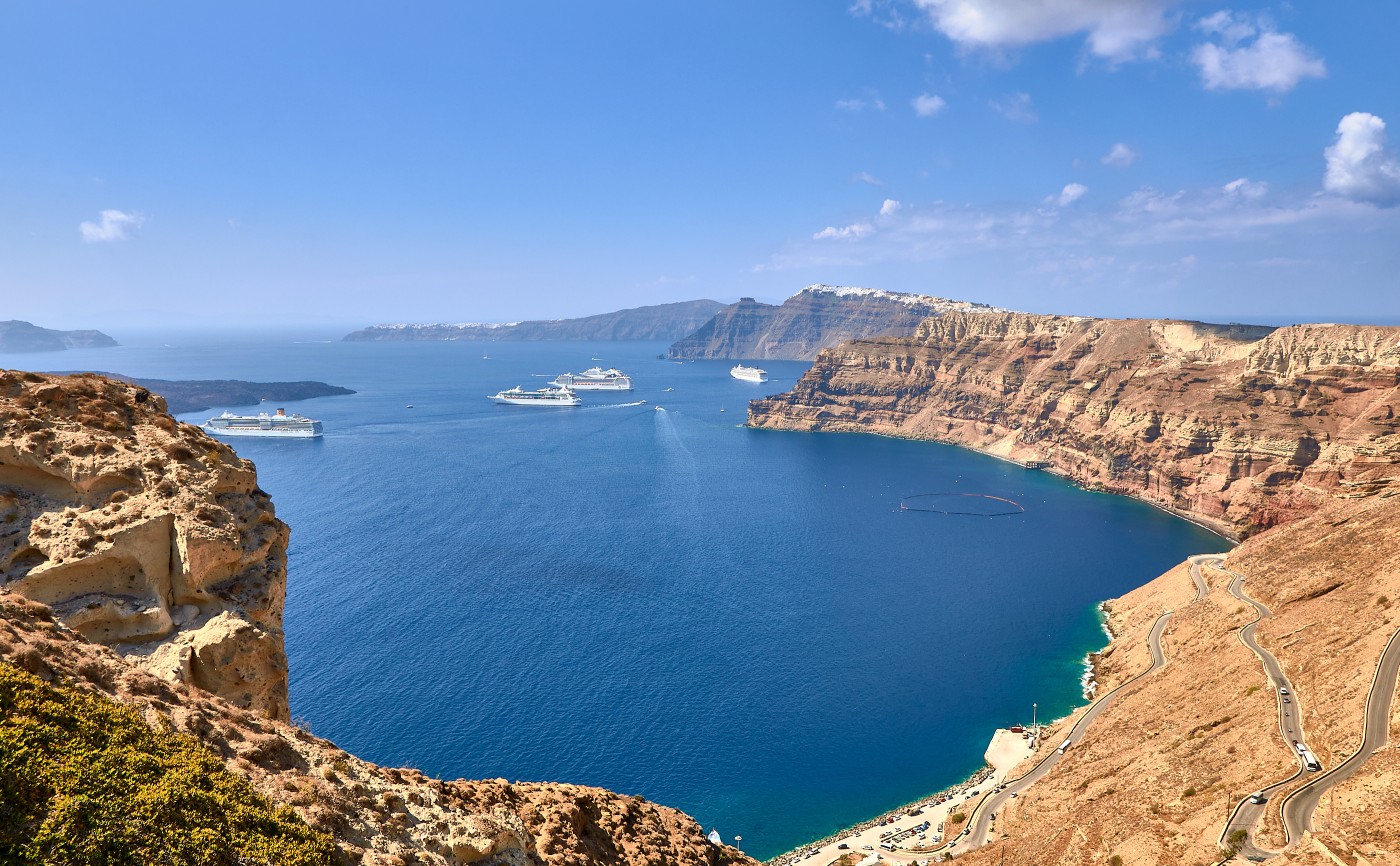 Landscape views from Venetsanos winery in Santorini