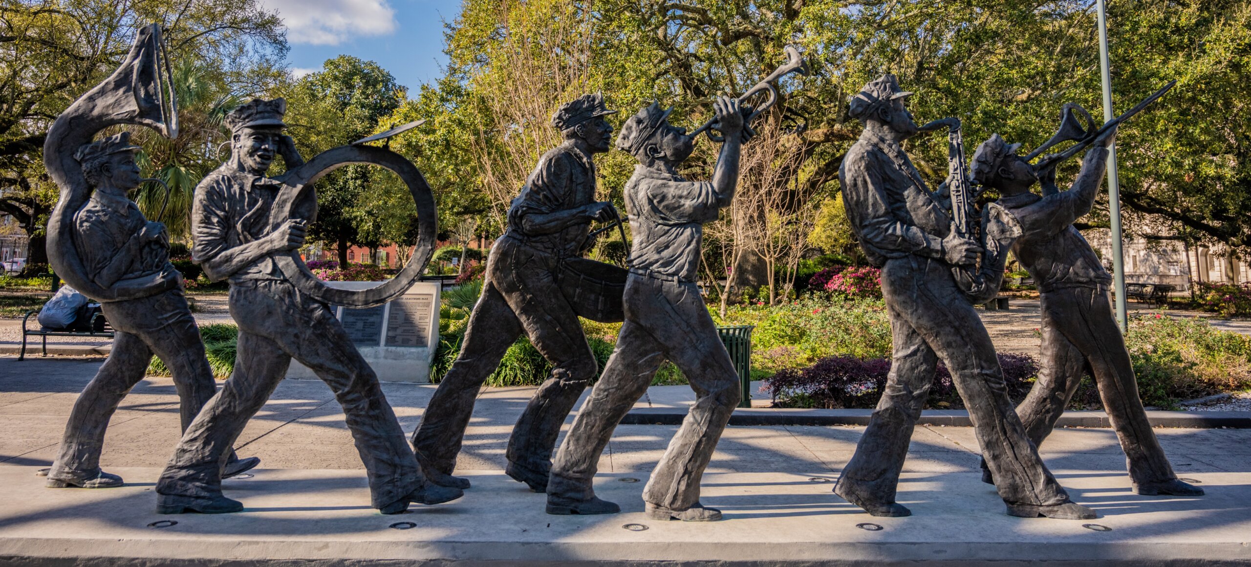 Statue of Jazz Band Marches Along in New Orleans, LA