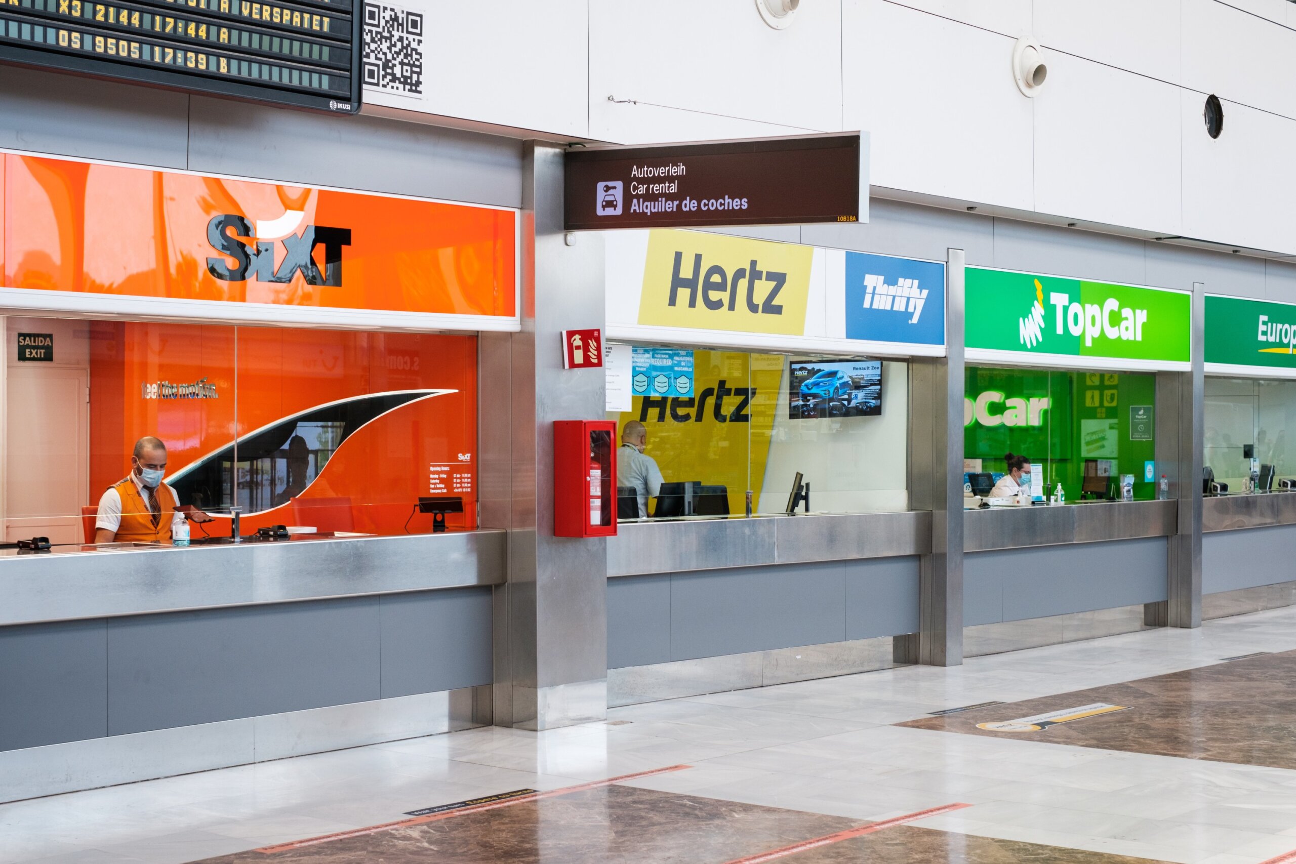 Car rental counters from various rent a car companies in airport