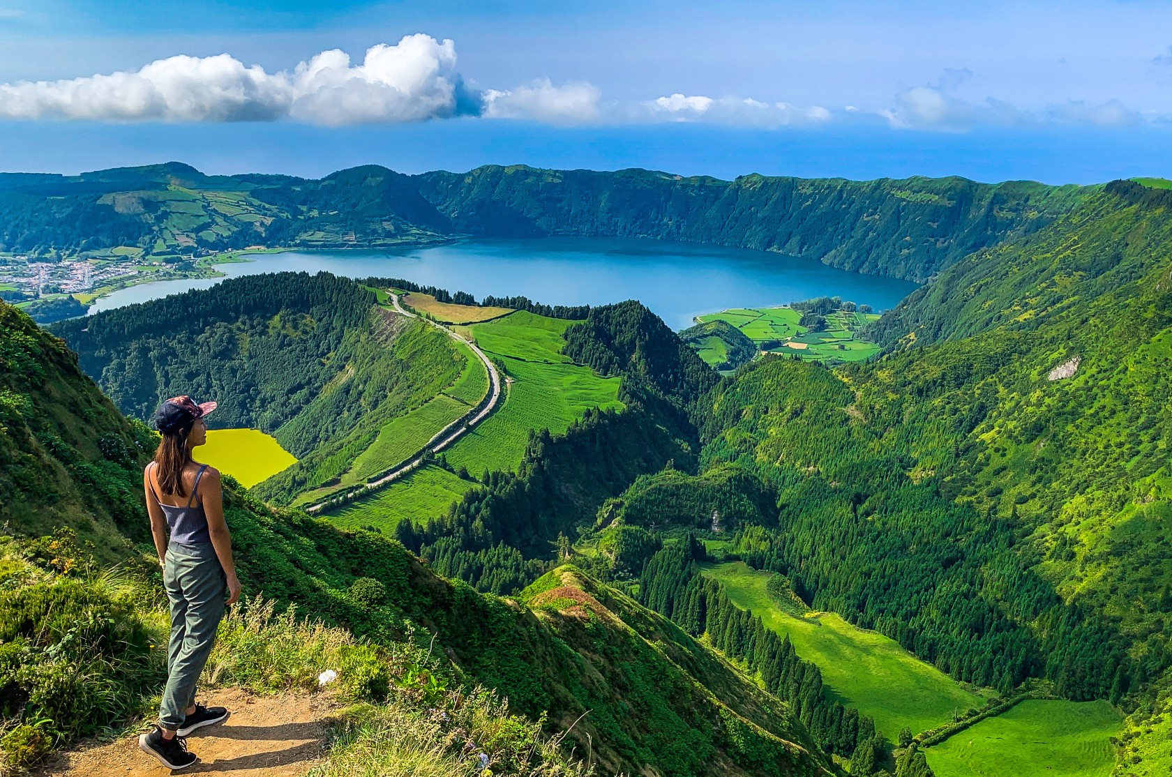 beautiful landscape of Sete Cidades lake on Sao Miguel Island Azores island