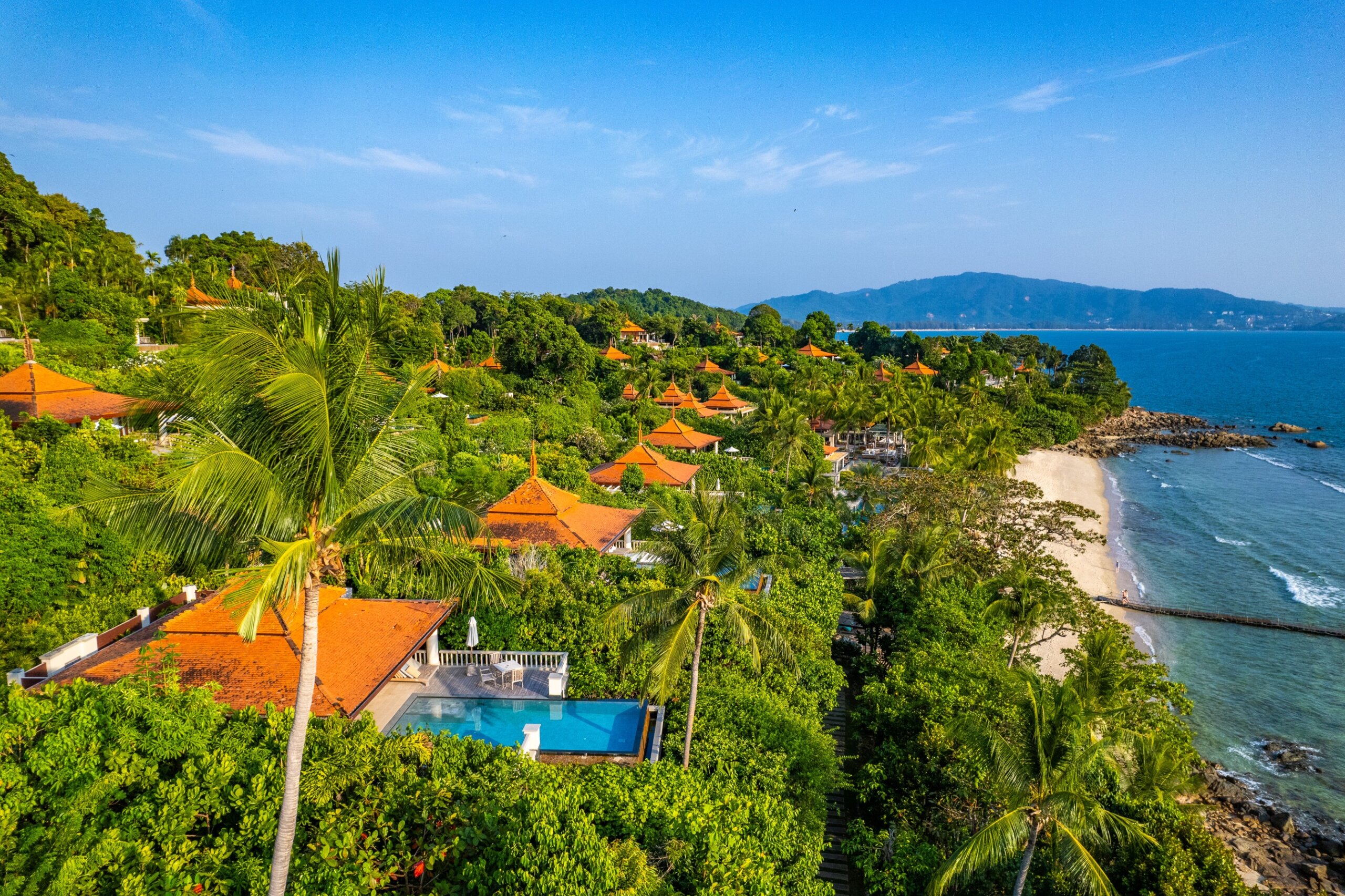 Aerial view at trisara beach in Bang Tao, Phuket, Thailand