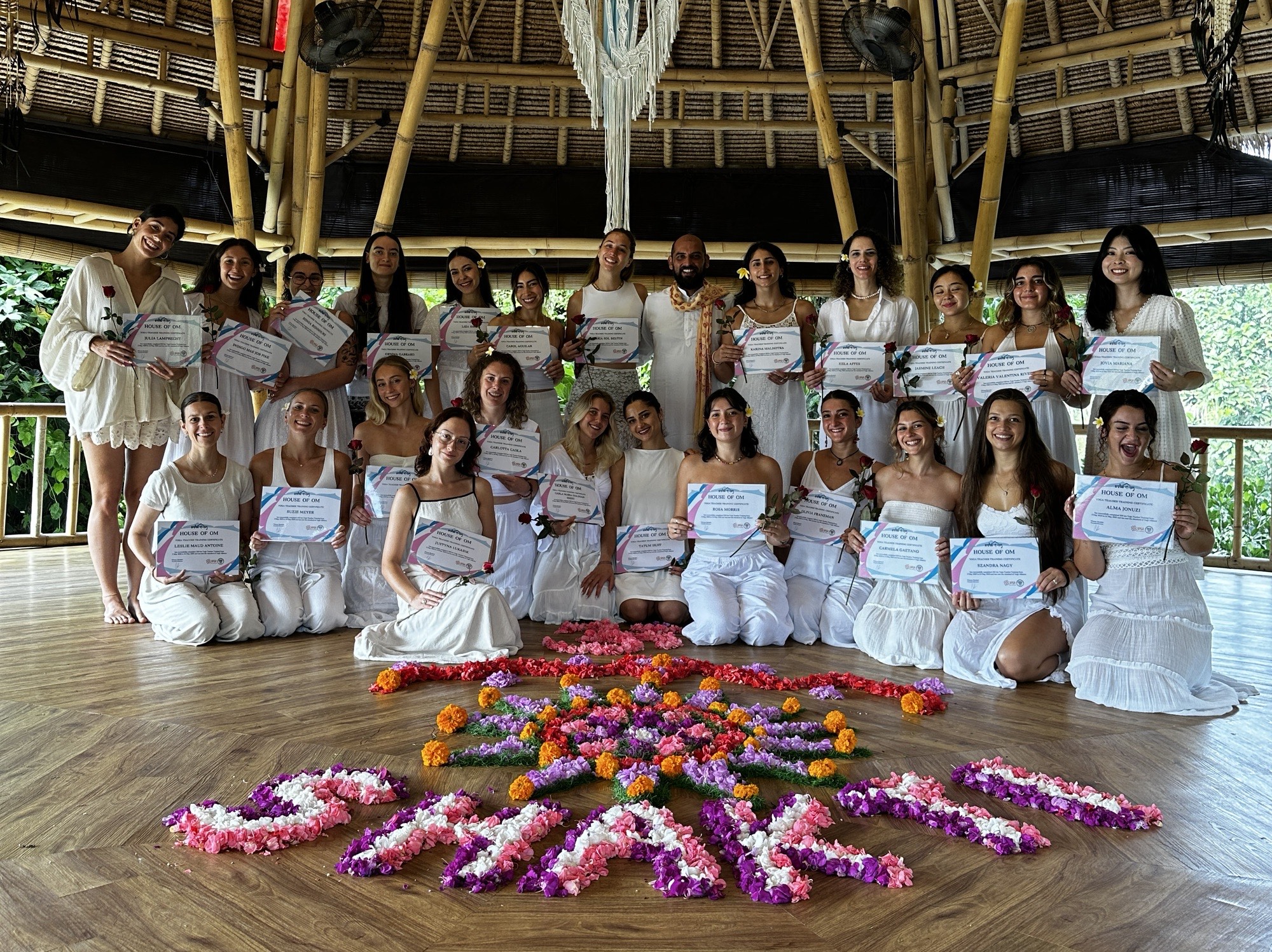 group of yoga teachers at graduation in Bali