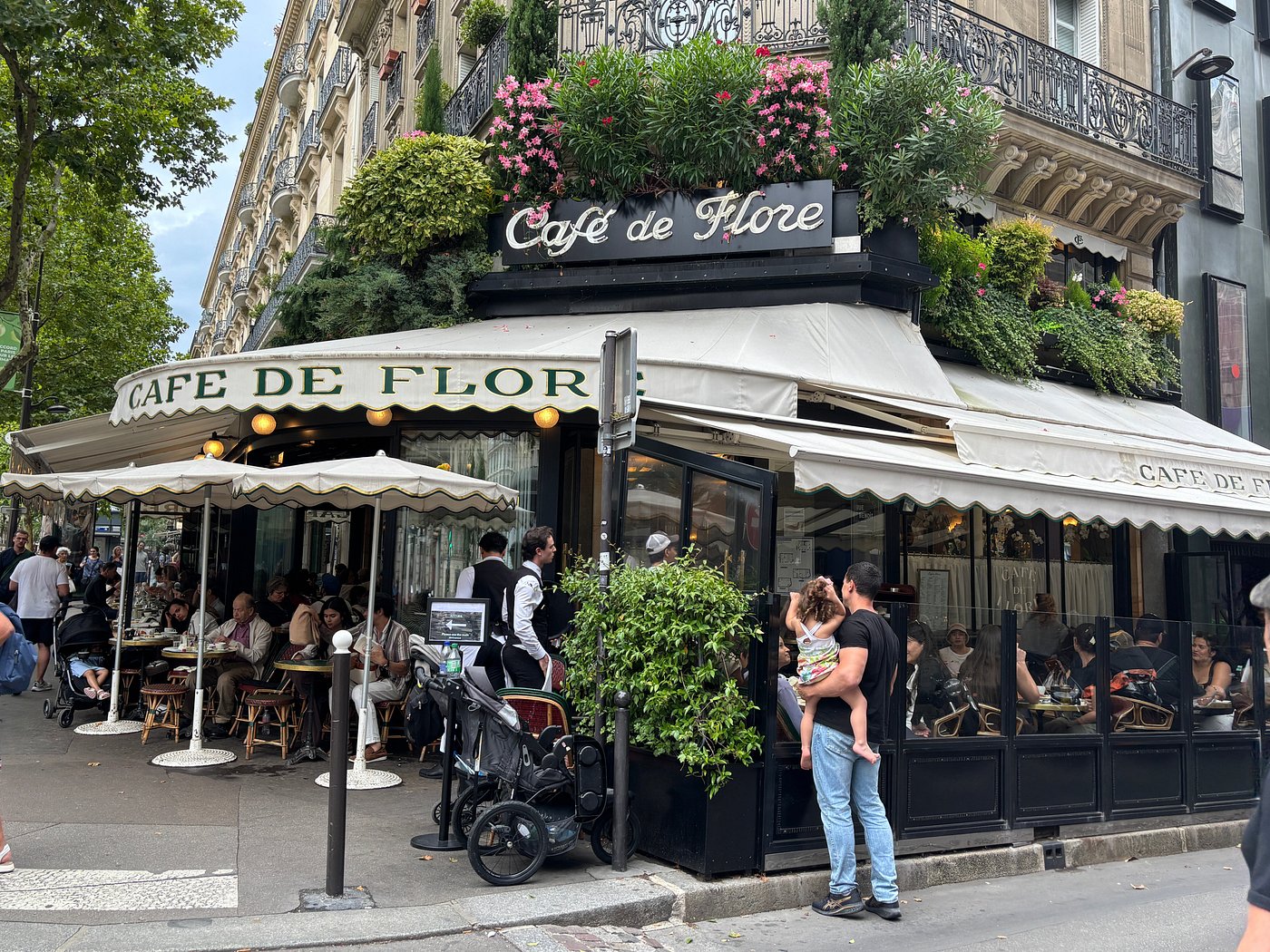 Iconic Paris café on Boulevard Saint-Germain with Art Deco interiors.