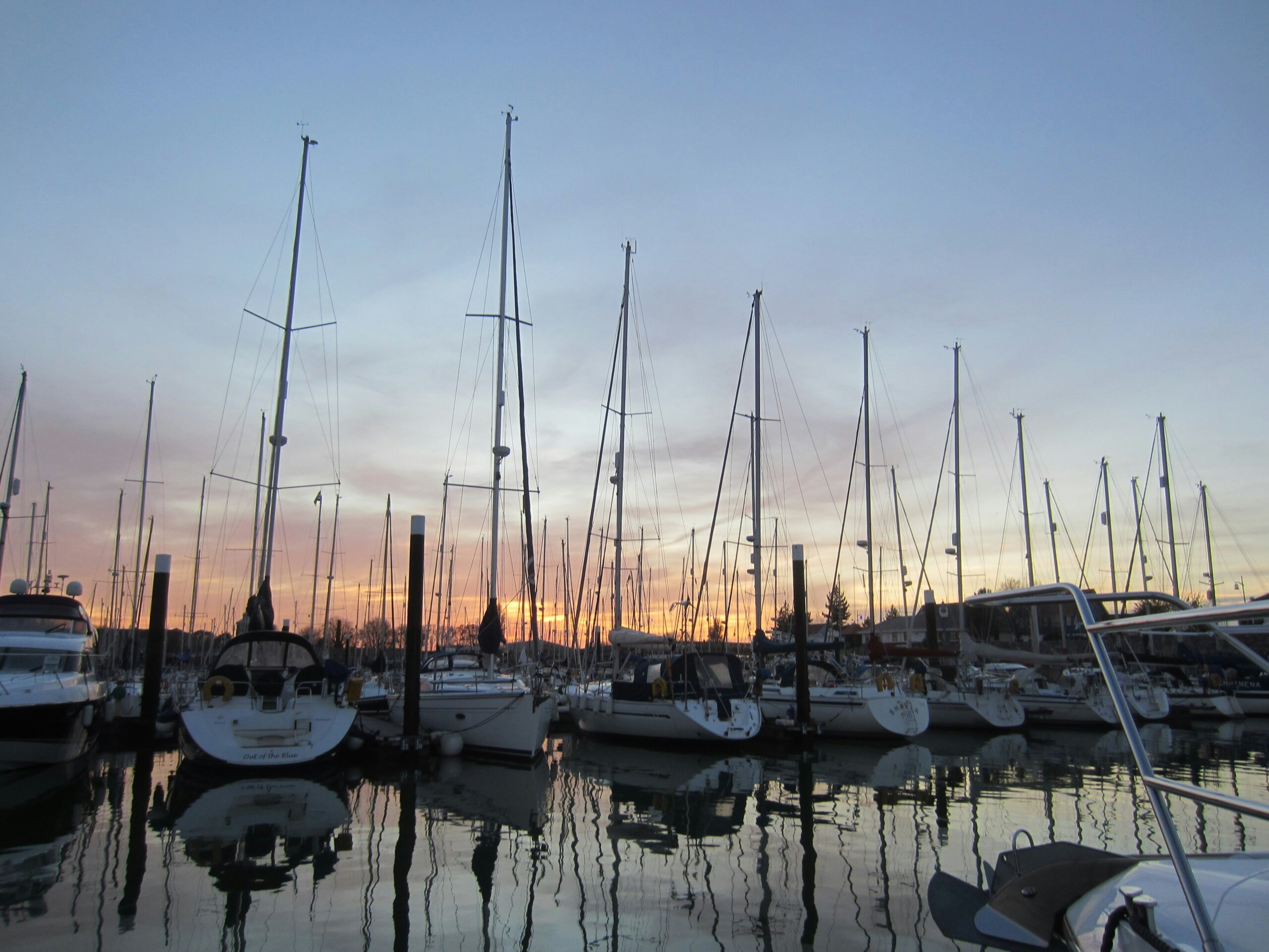 sunset by a marina