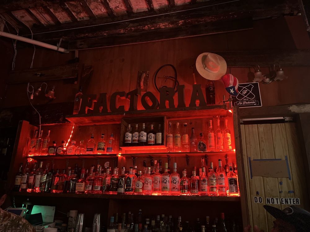 Interior of La Factoria bar in San Juan Puerto Rico – vibrant cocktail bar with rustic charm and live music vibe