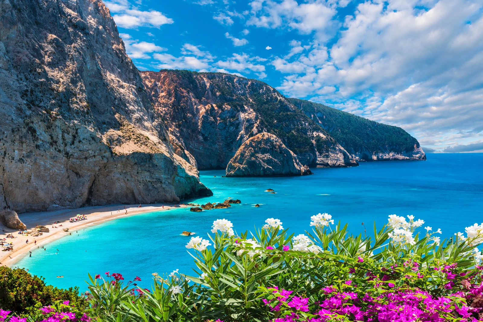 Porto Katsiki, Lefkada, Greece – Dramatic cliffs and glowing turquoise water at Porto Katsiki Beach, Lefkada, Greece.