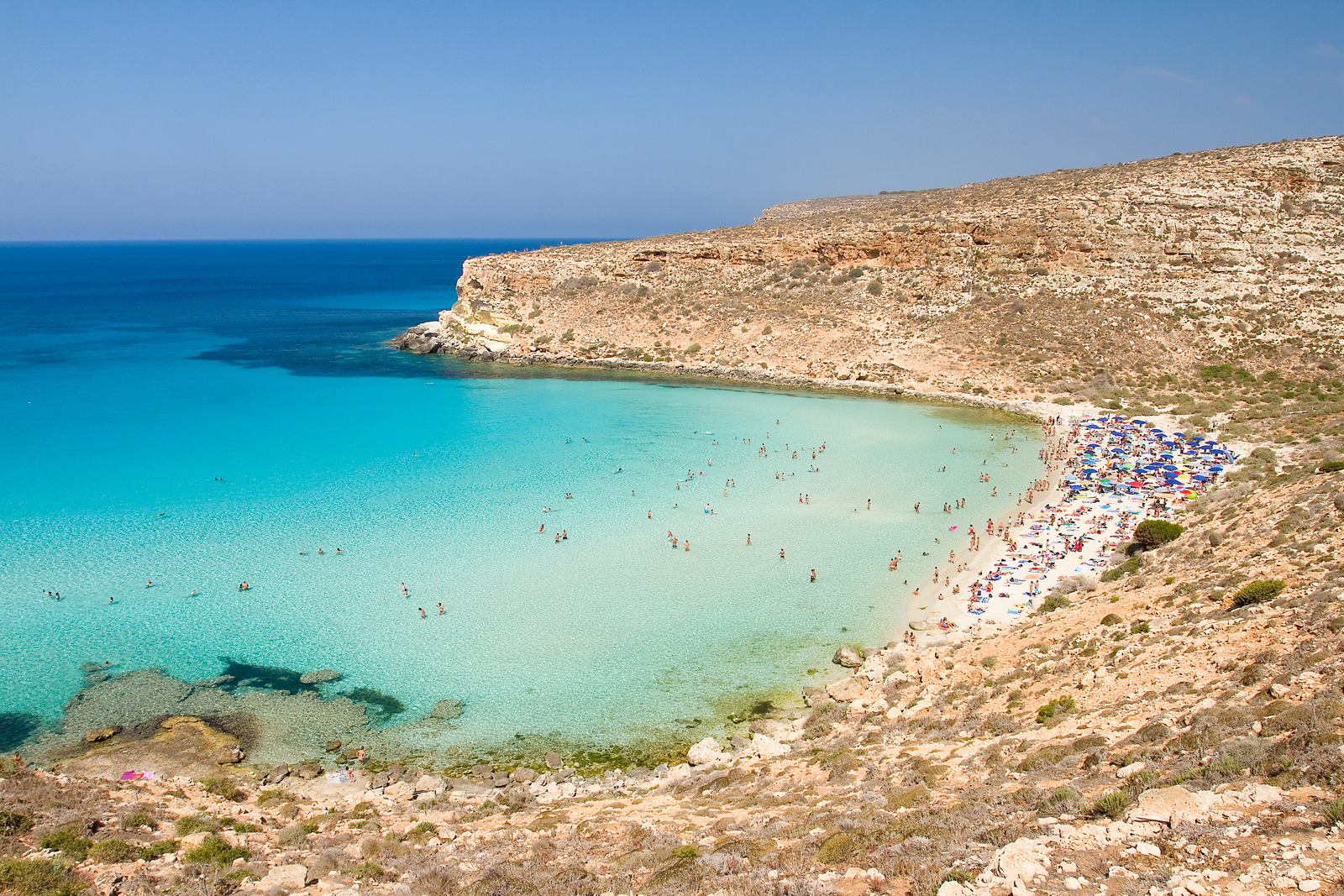 Rabbit Beach, Sicily, Italy – Turquoise water and golden sand at Rabbit Beach, Lampedusa, Sicily.