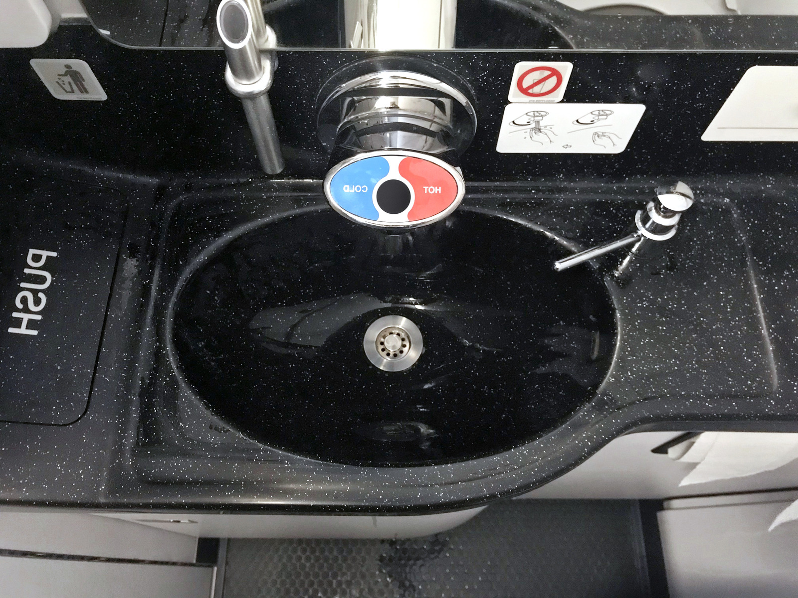 Sink in a train bathroom