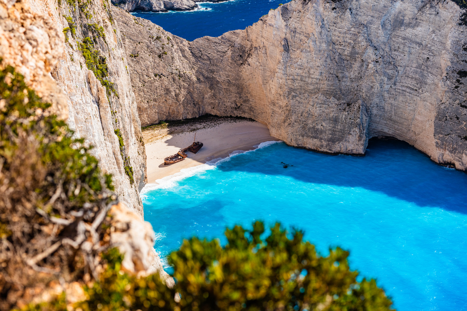 Shipwreck (Navagio) Beach, Zakynthos, Greece – Clear blue water and iconic shipwreck at Navagio Beach, Zakynthos.