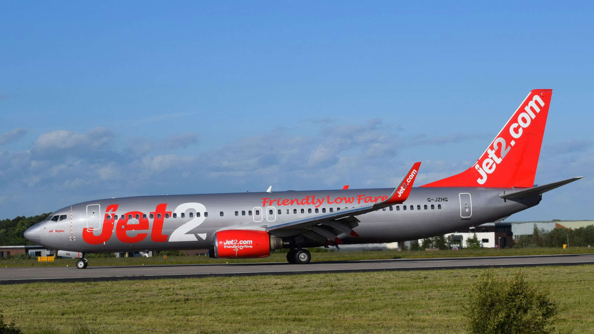 Jet2 passenger plane on runway, representing the airline often criticized for rude cabin crew and poor in-flight service.