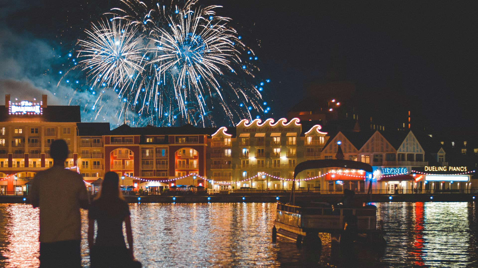 Fireworks above Disney’s BoardWalk Resort at night, highlighting Disney World hotels featured in our guide to overhyped resorts and better picks.
