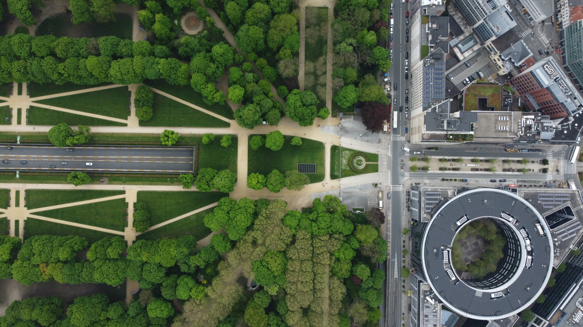 Panoramic aerial view of the city of Brussels, capital of Belgium, Europe.