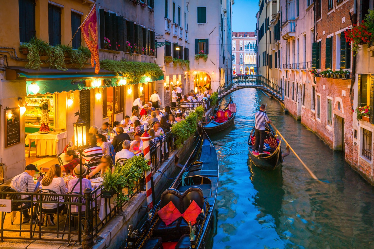 Canal in Venice Italy at night
