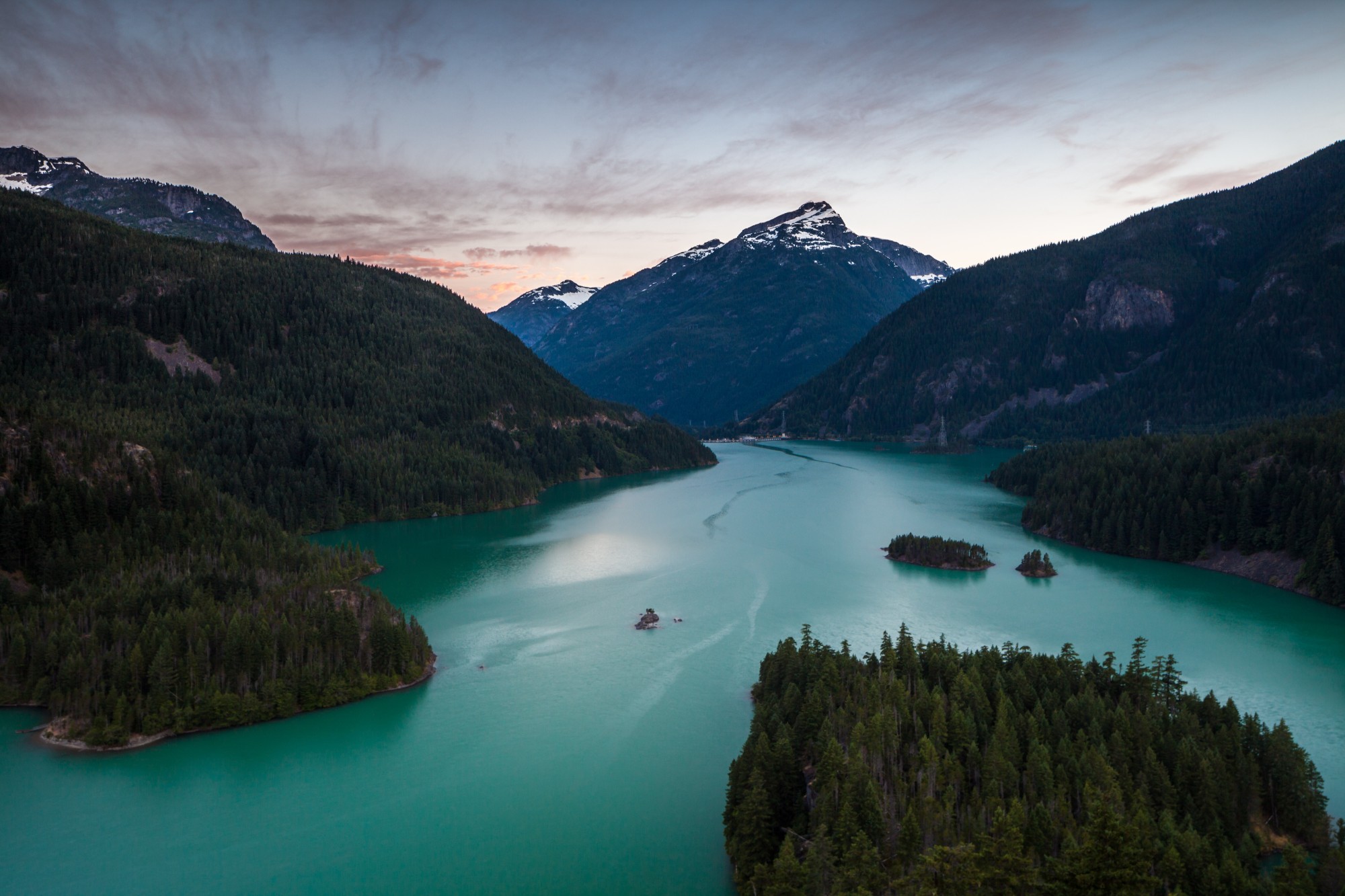Diablo Lake in North Cascades National Park, Washington, USA at sunrise