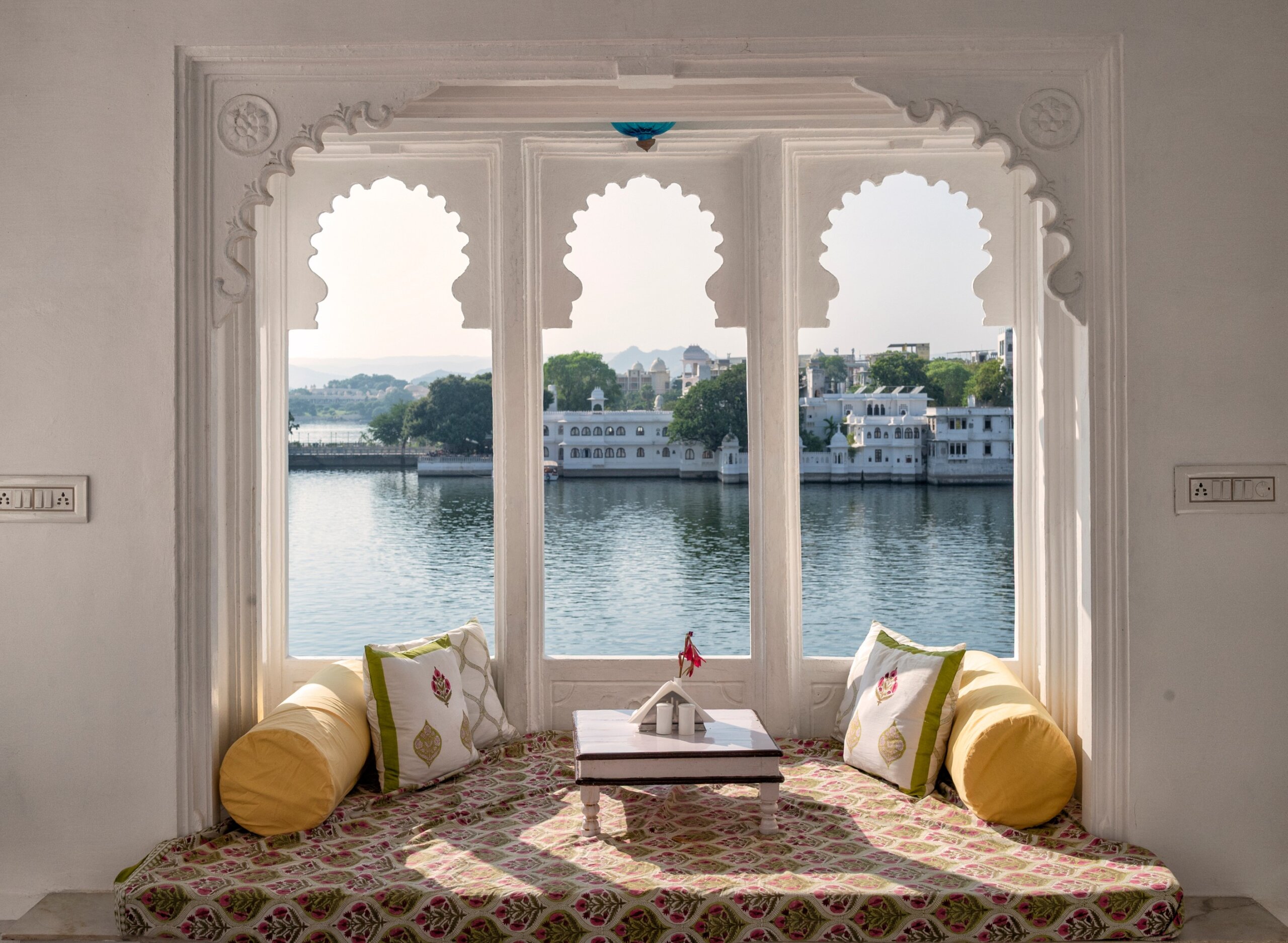 Window. Beautiful View on Pichola Lake Udaipur
