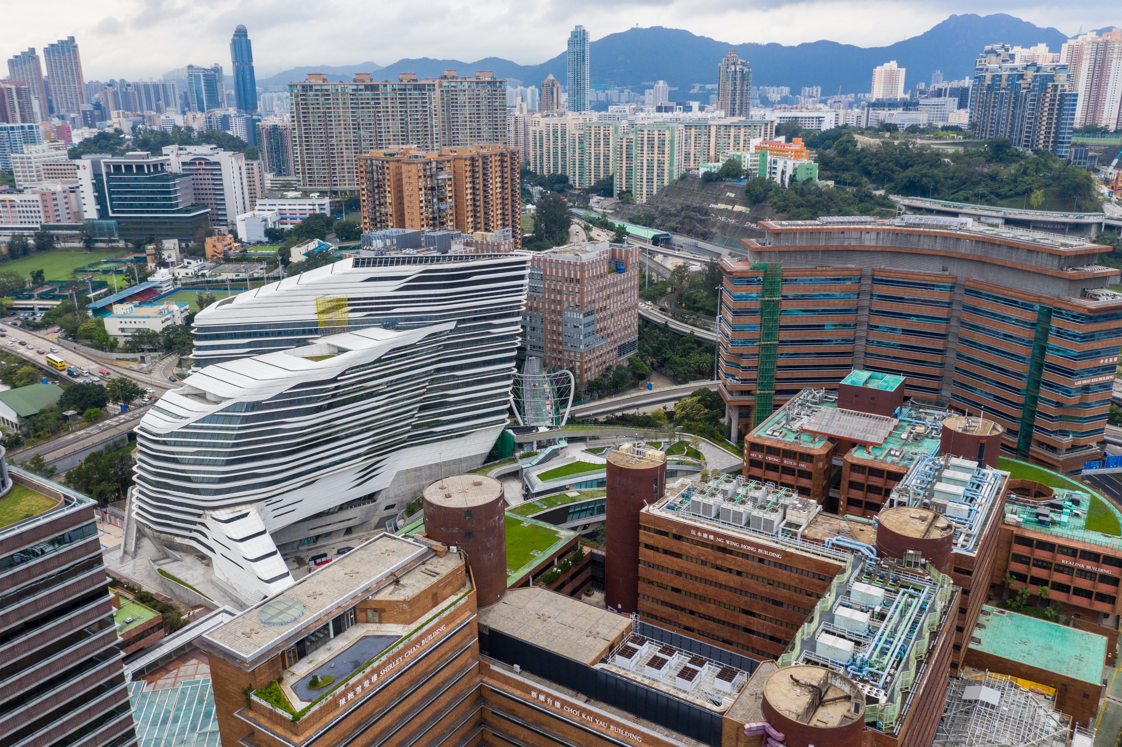 Top view of university architecture in Hong Kong