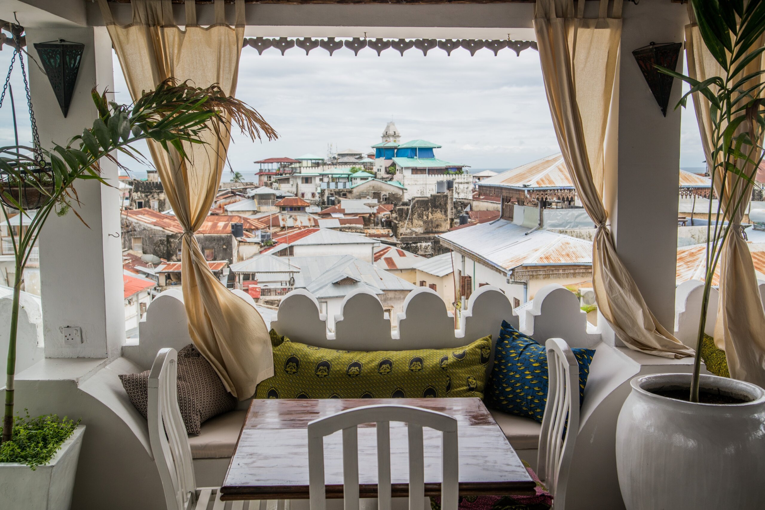 rooftop dining over stone town Zanzibar Tanzania