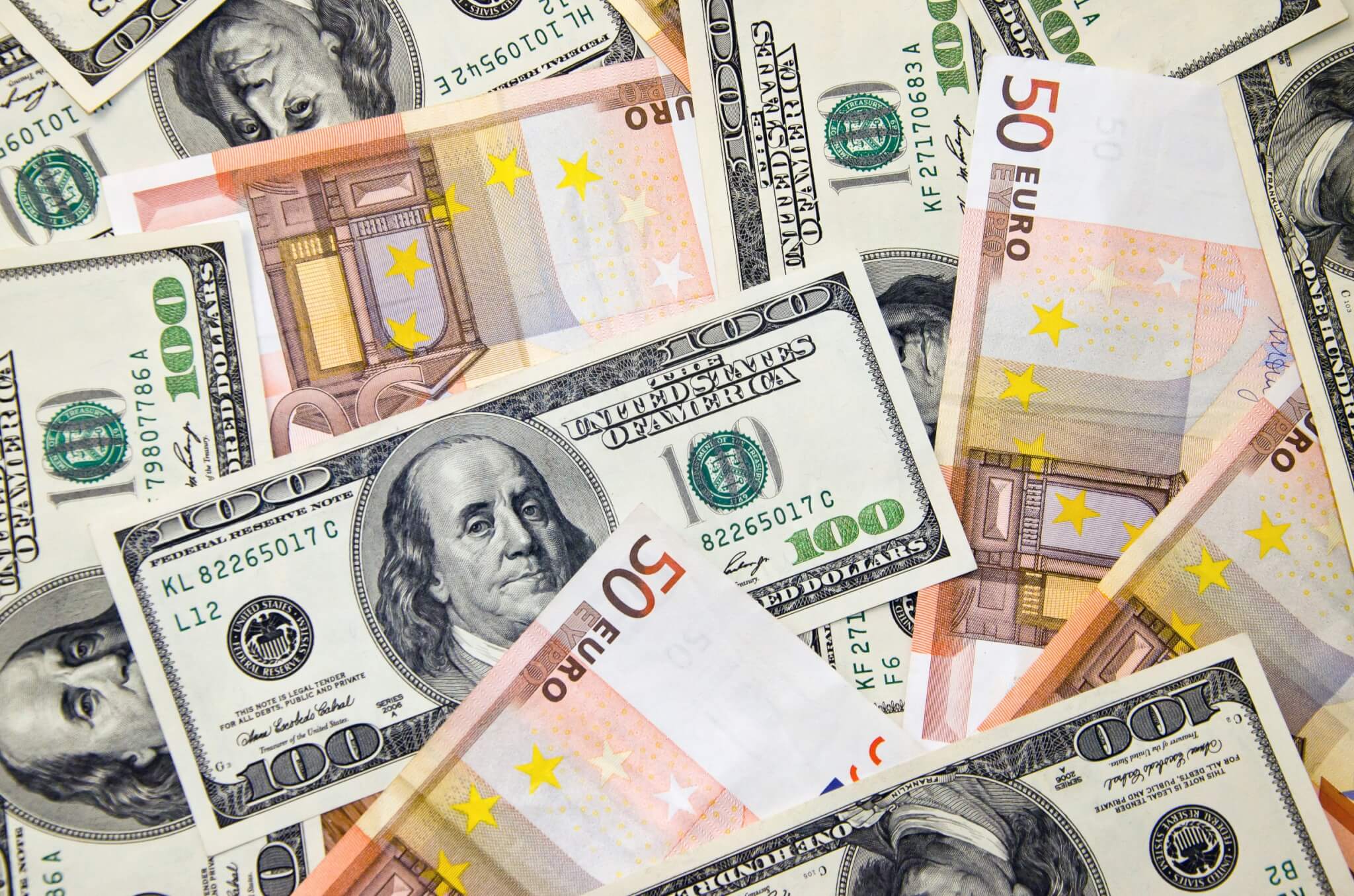 Dollar and euro banknotes. Background
