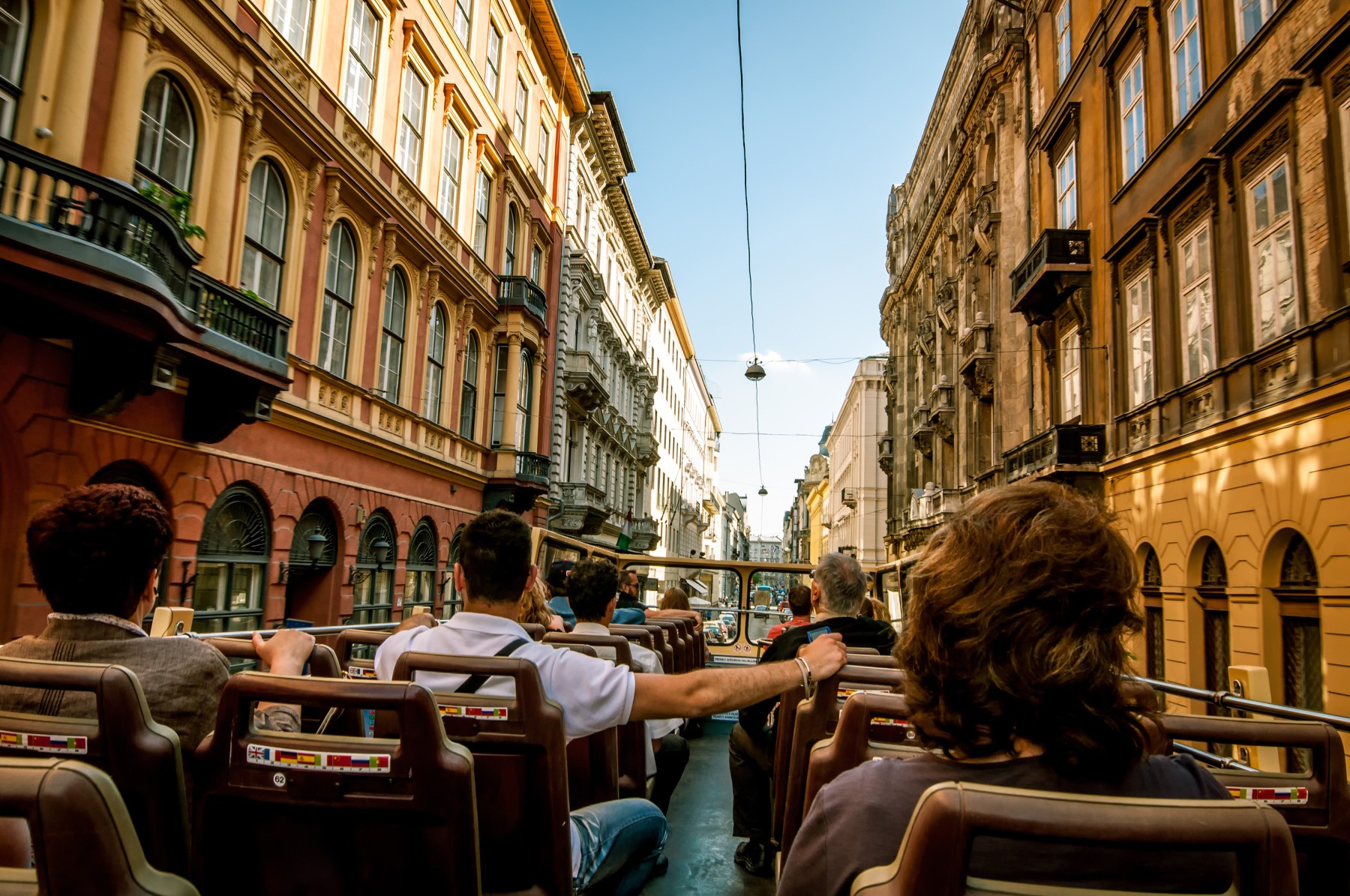 Sightseeing bus on Budapest streets
