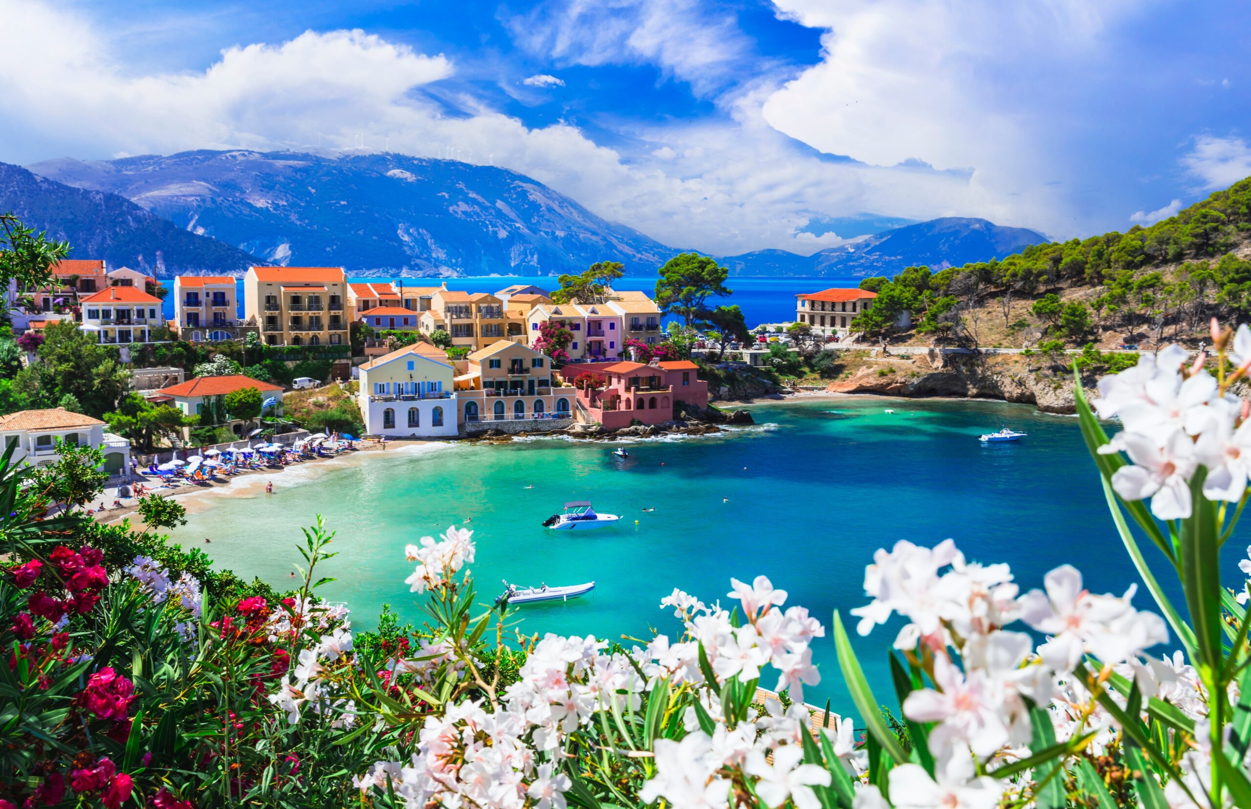 One of the most beautiful traditional greek villages - scenic Assos in Kefalonia (Cephalonia) Ionian islands , popular tourist destination in Greece