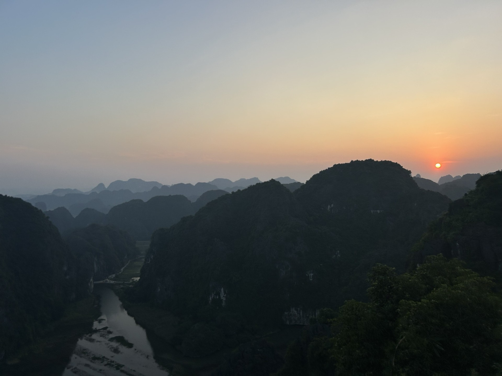 Incredible sunset and landscape views from the Mua Caves. 
