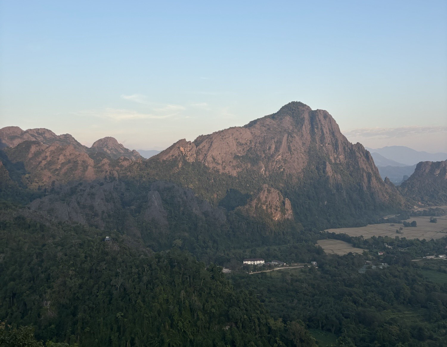 Golden hour views from Nam Xay Lookout. 