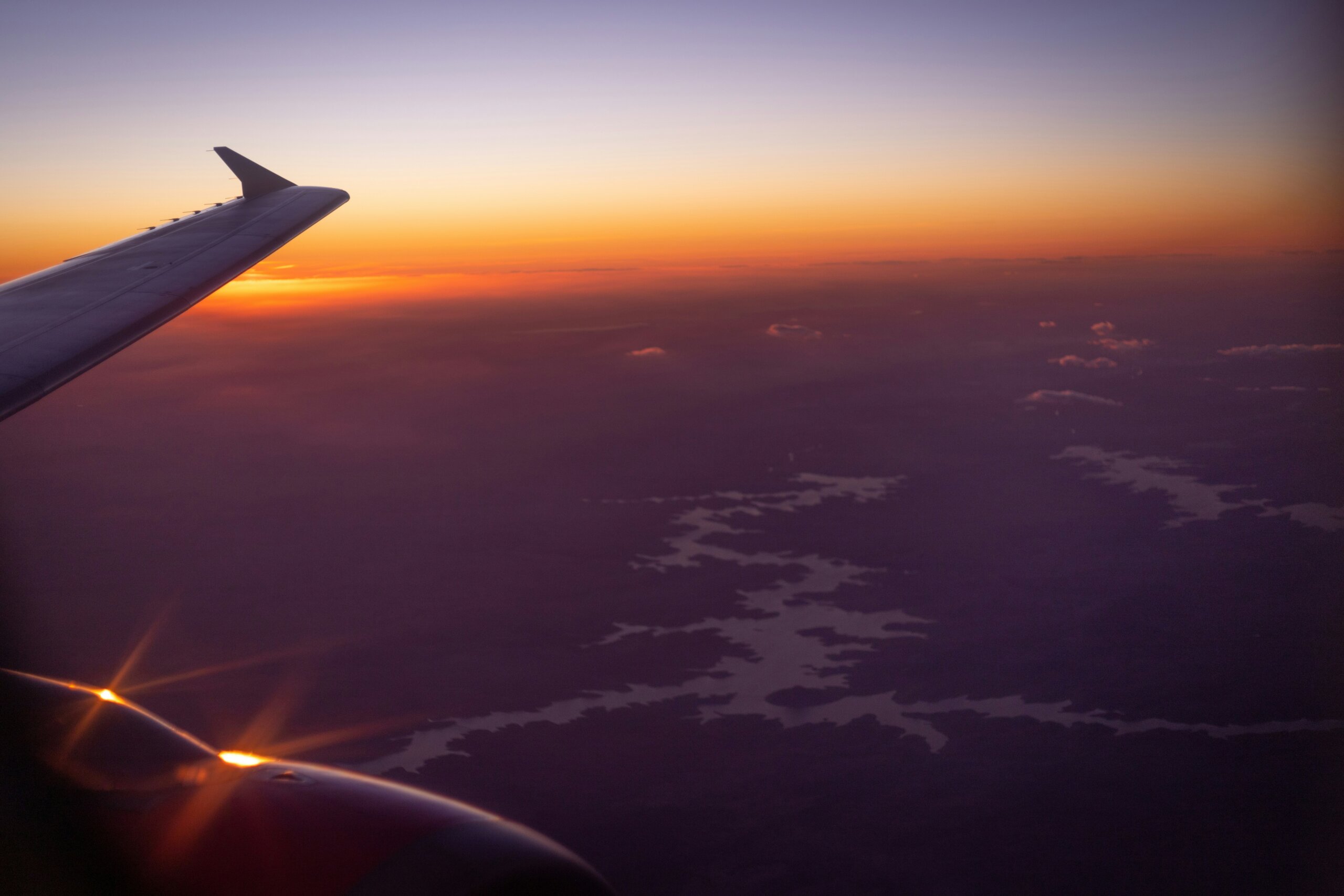 airplane at sunset