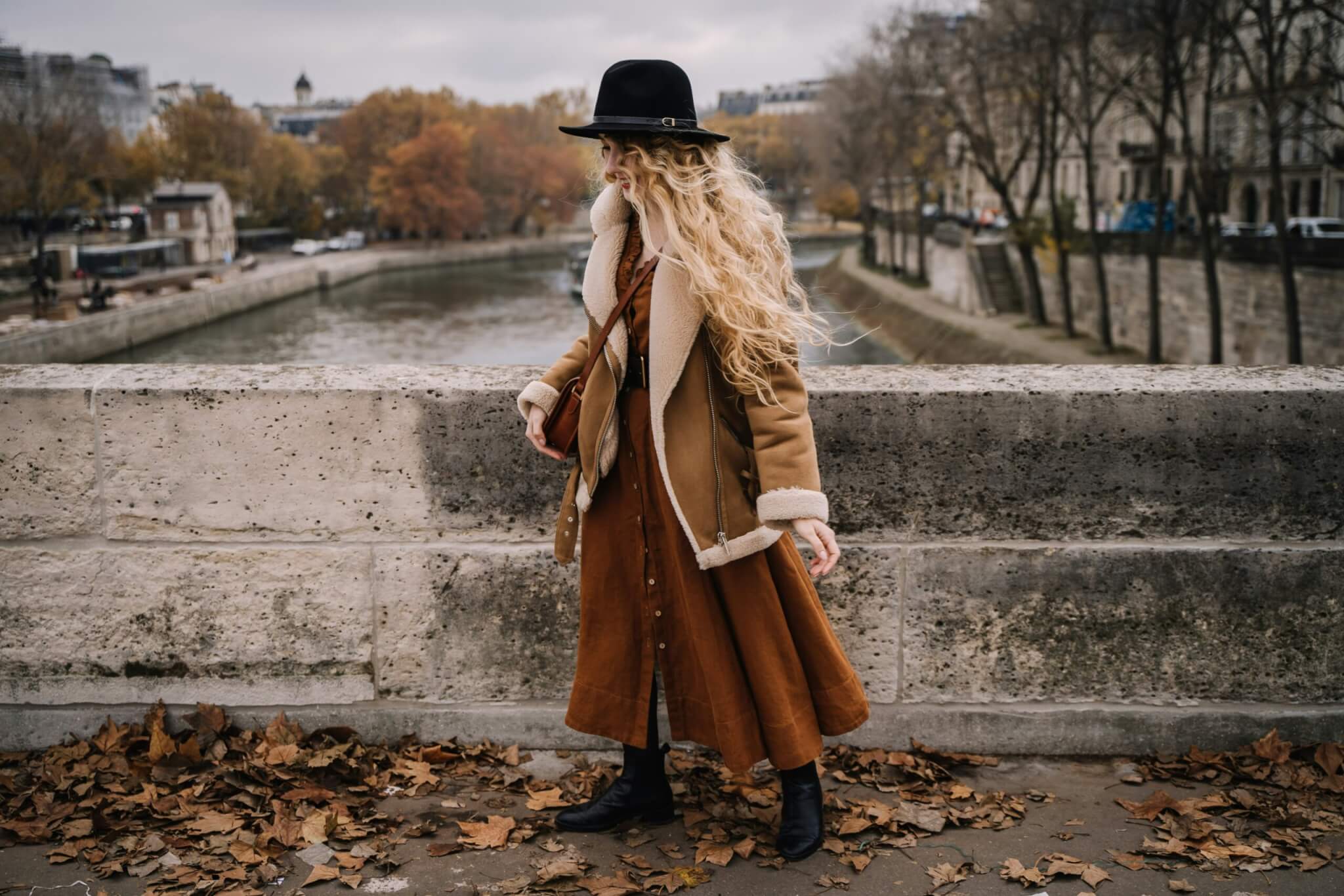 a woman in paris in the fall