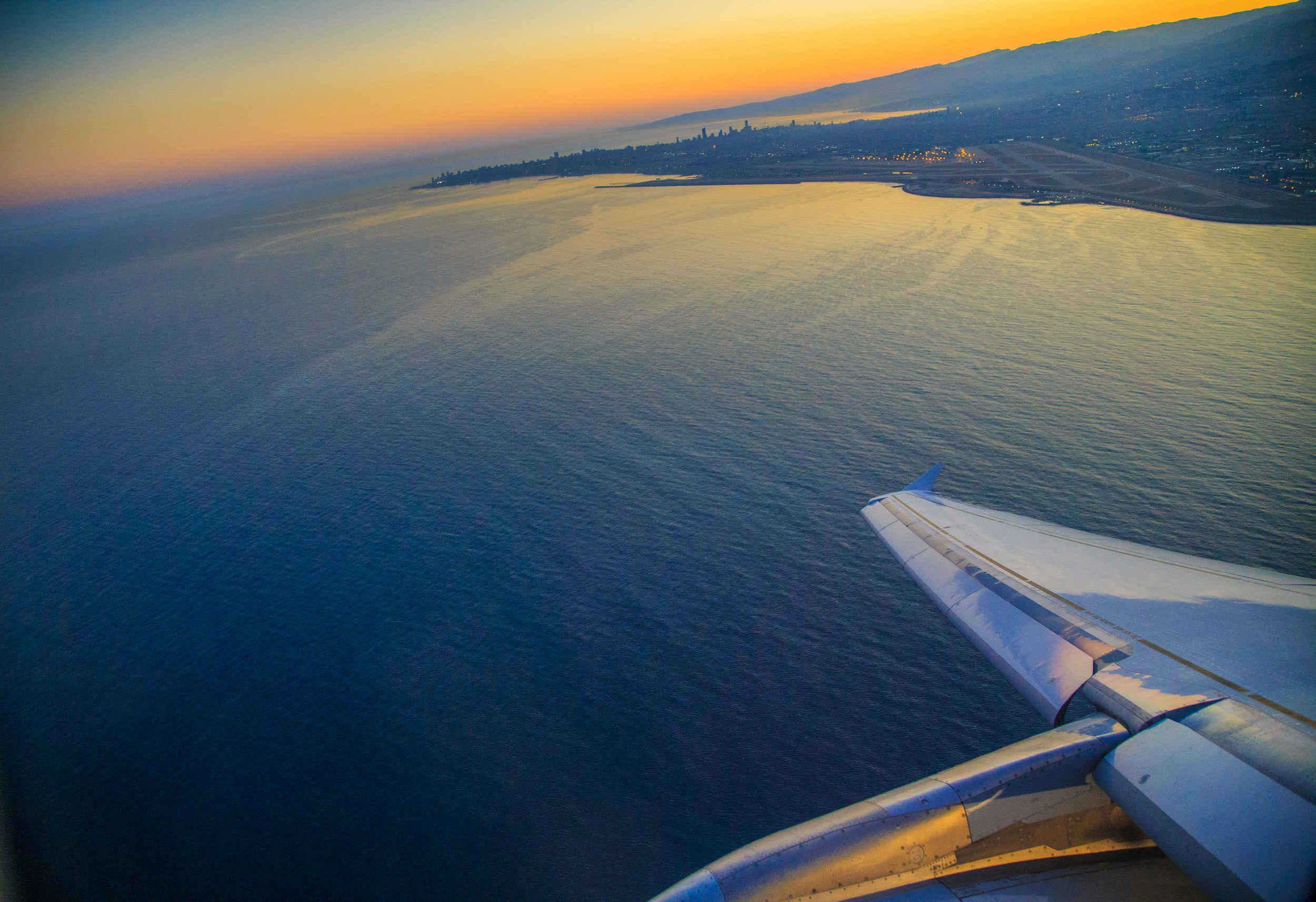 airplane over an ocean