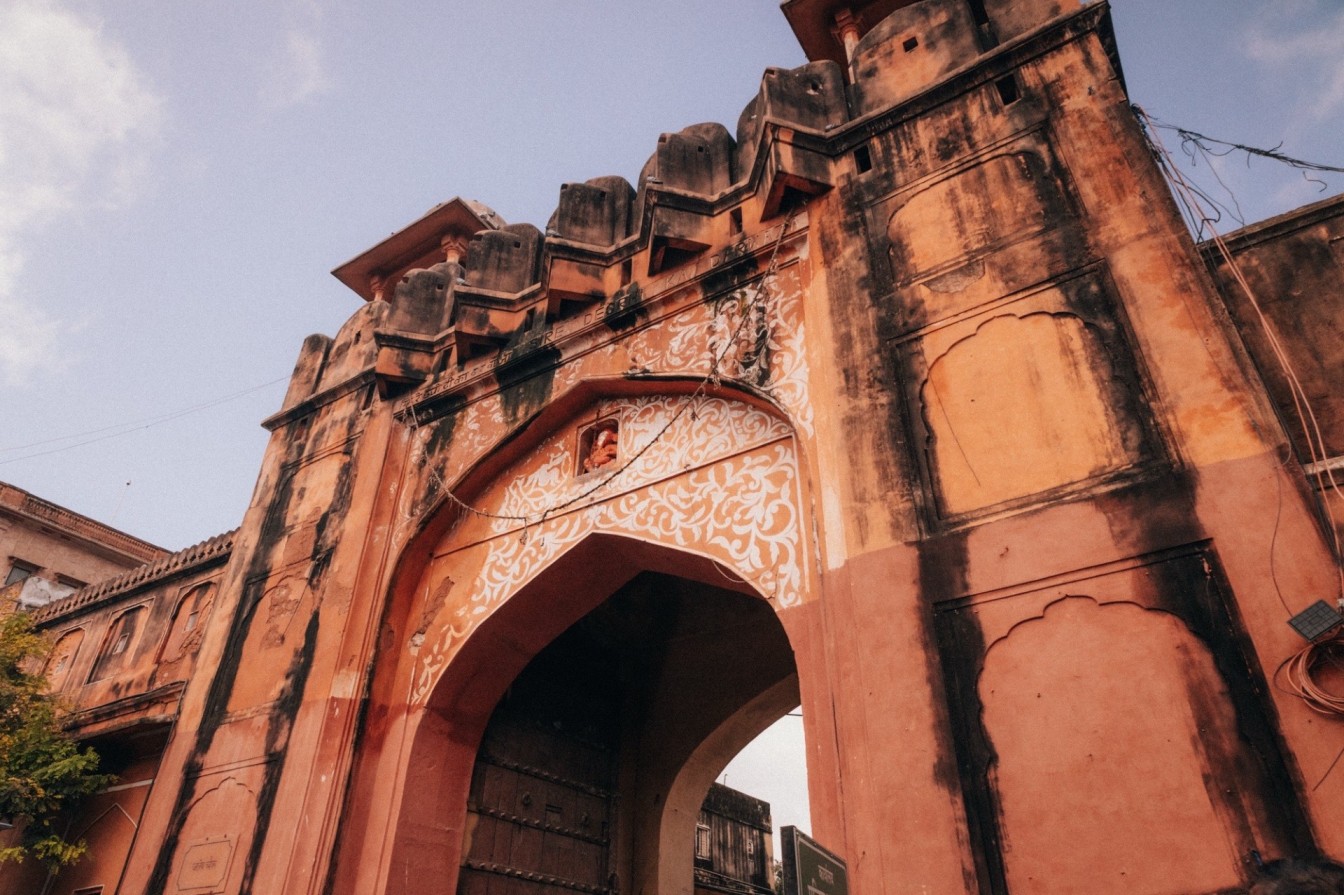One of the many beautiful gates to the pink city in Jaipur. 