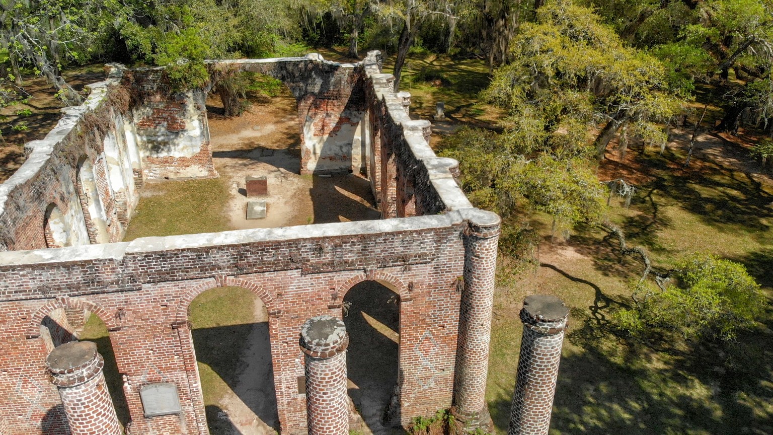 The ruins of Sheldon Church built in 1745 near Beaufort South Carolina - USA