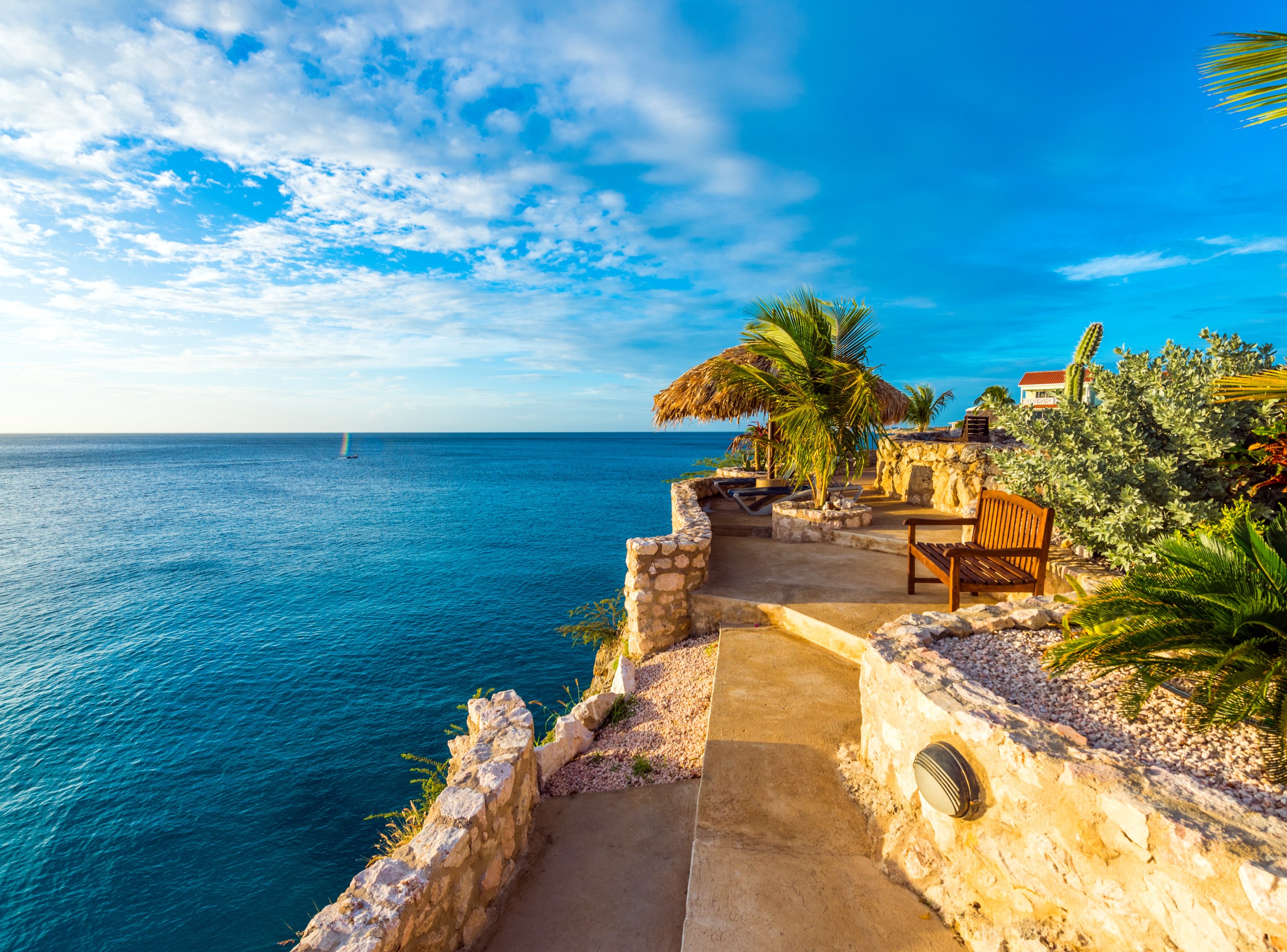 Seaside view of Playa Lagun in Curaçao, a safe Caribbean destination during hurricane season.