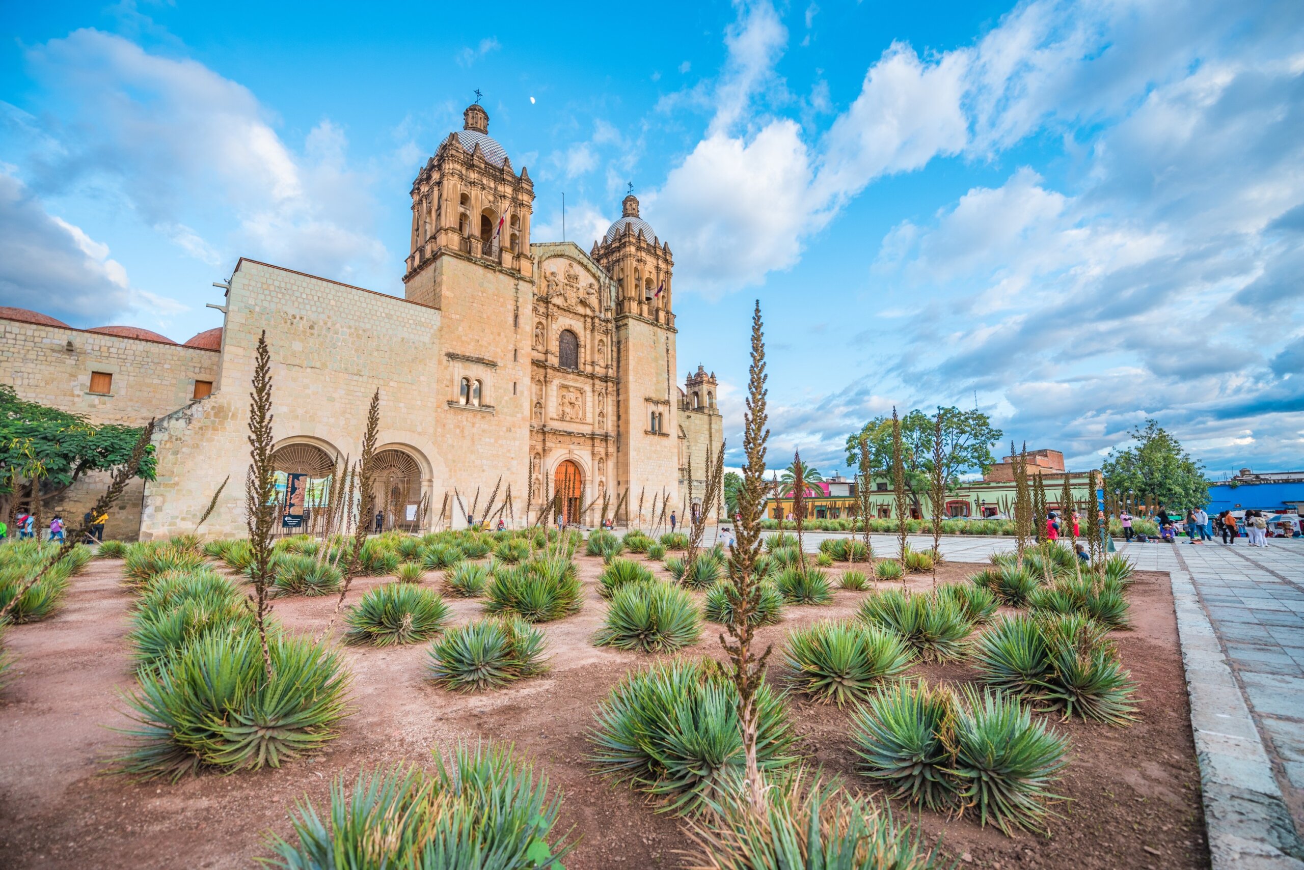 Beautiful view of Santo Domingo Old Monastery in Oaxaca, Mexico - one of the world’s most earthquake-prone regions.
