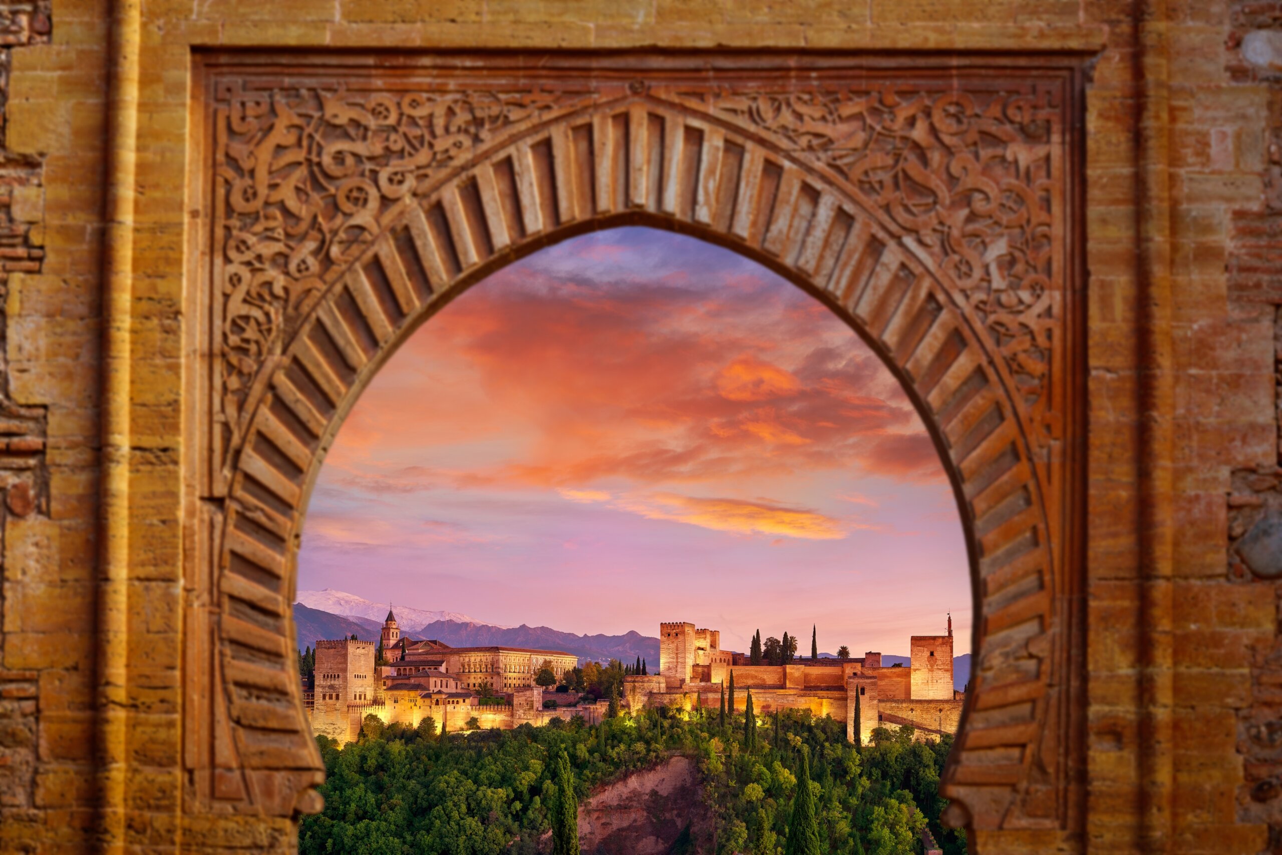 Alhambra arch Granada illustration mount
