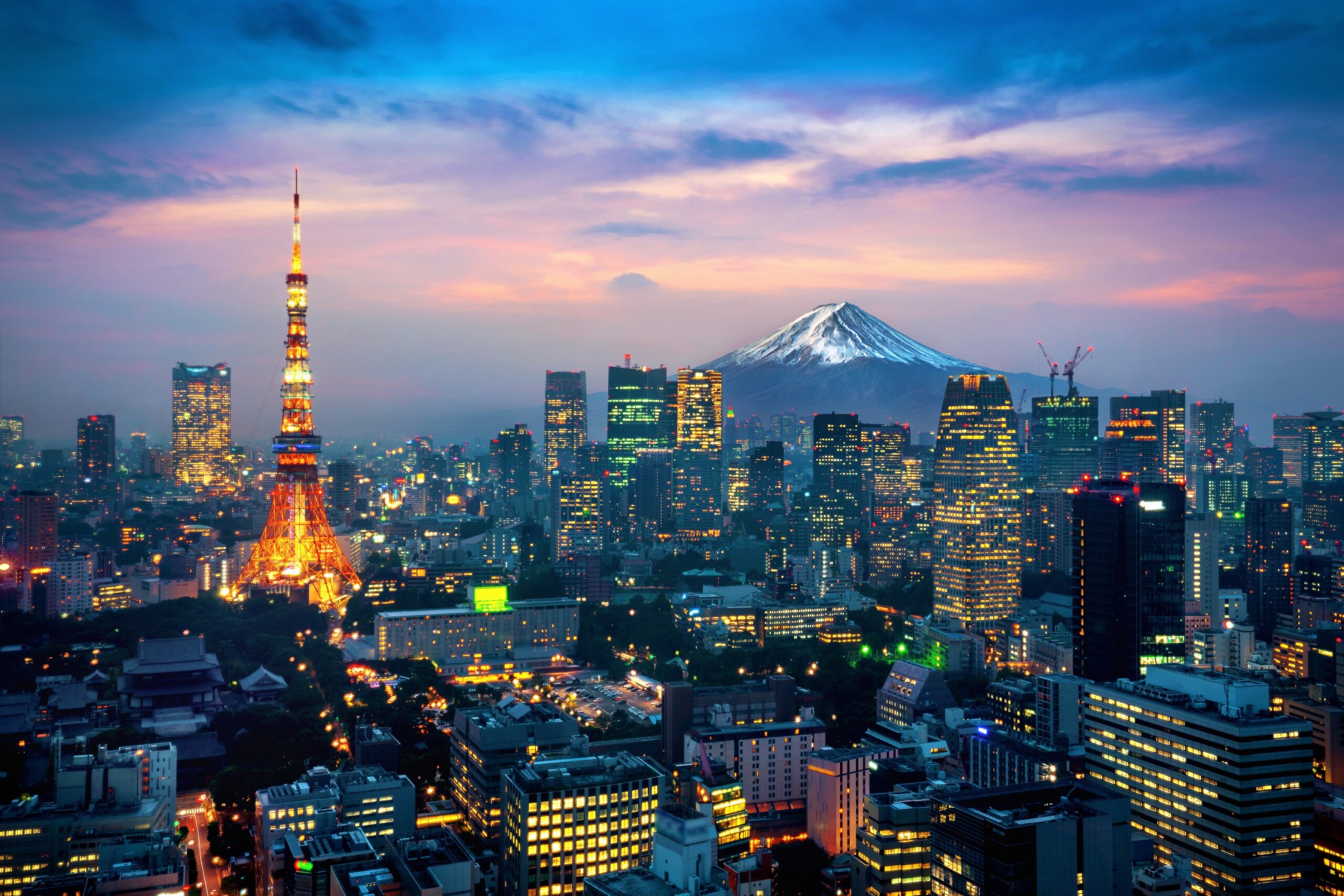 Aerial view of Tokyo cityscape with Fuji mountain in Japan. - one of the world’s most earthquake-prone regions.