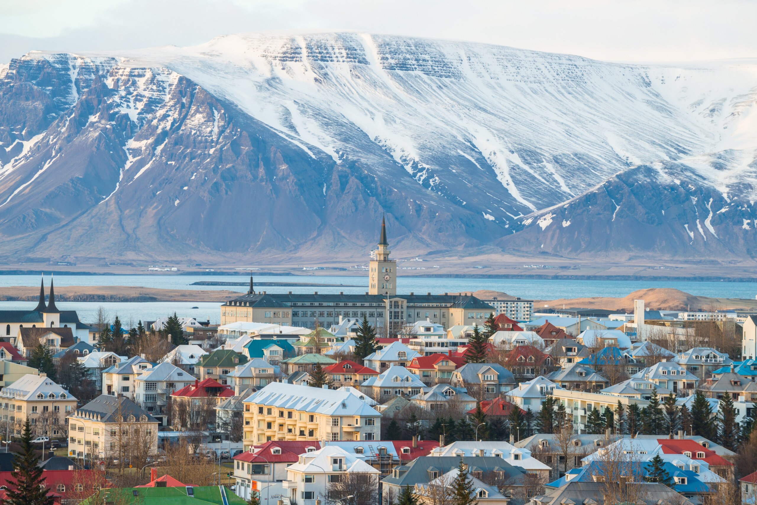 Cityscape view of Reykjavik the capital city of Iceland.
