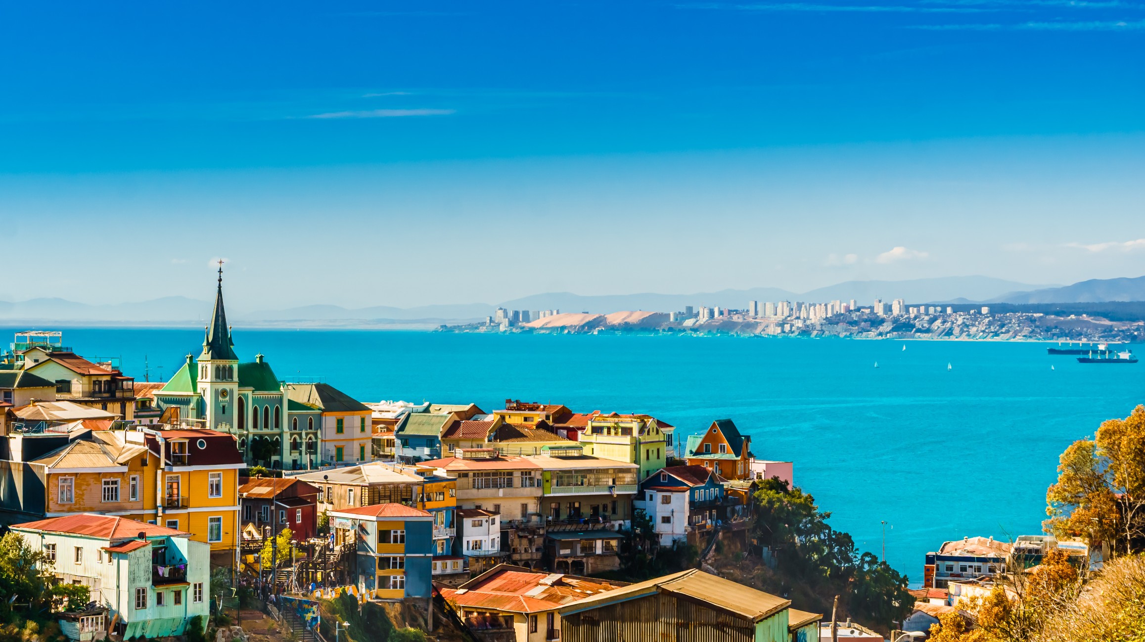 Cityscape of historical city of Valparaiso
