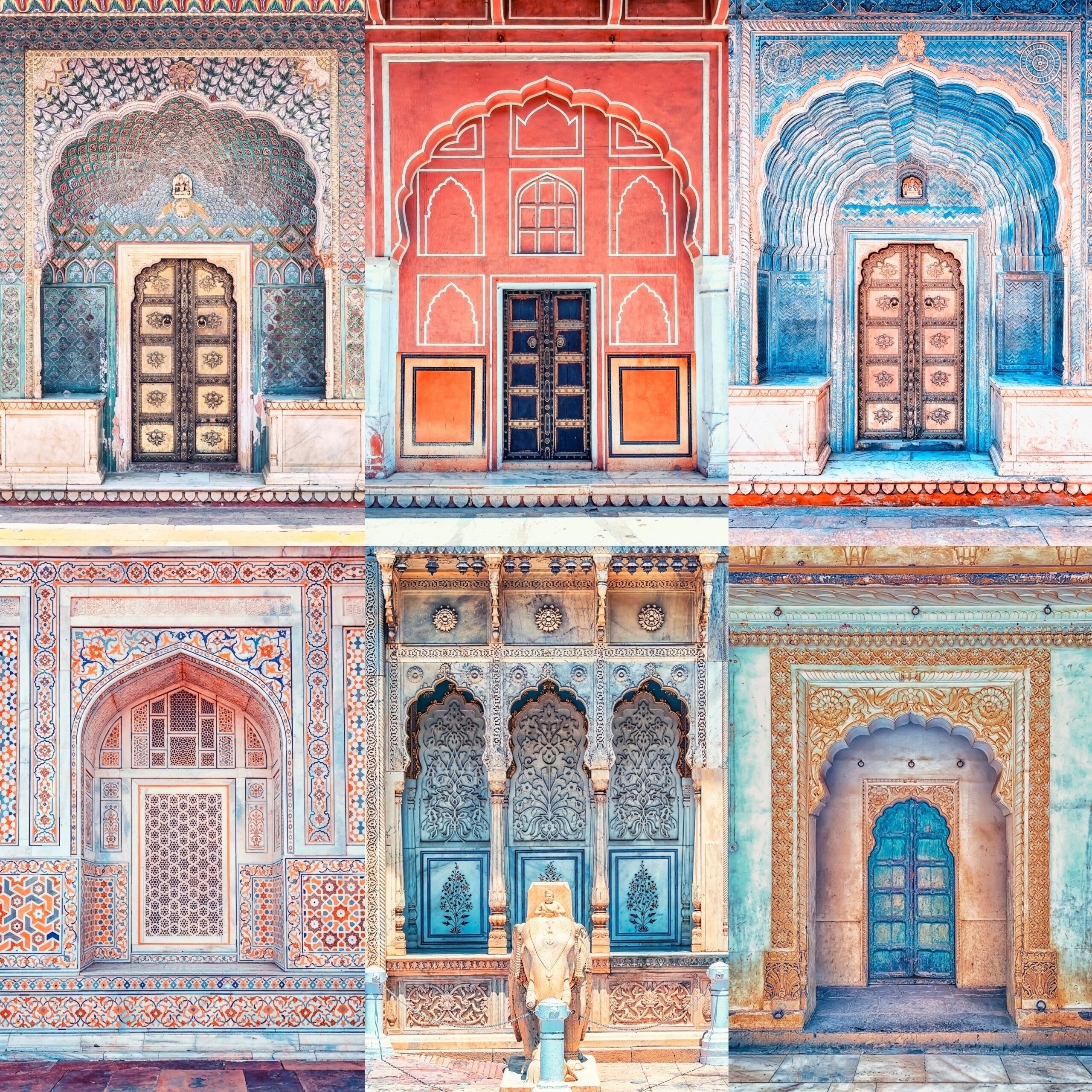 Rajasthan's doors and architecture collage
