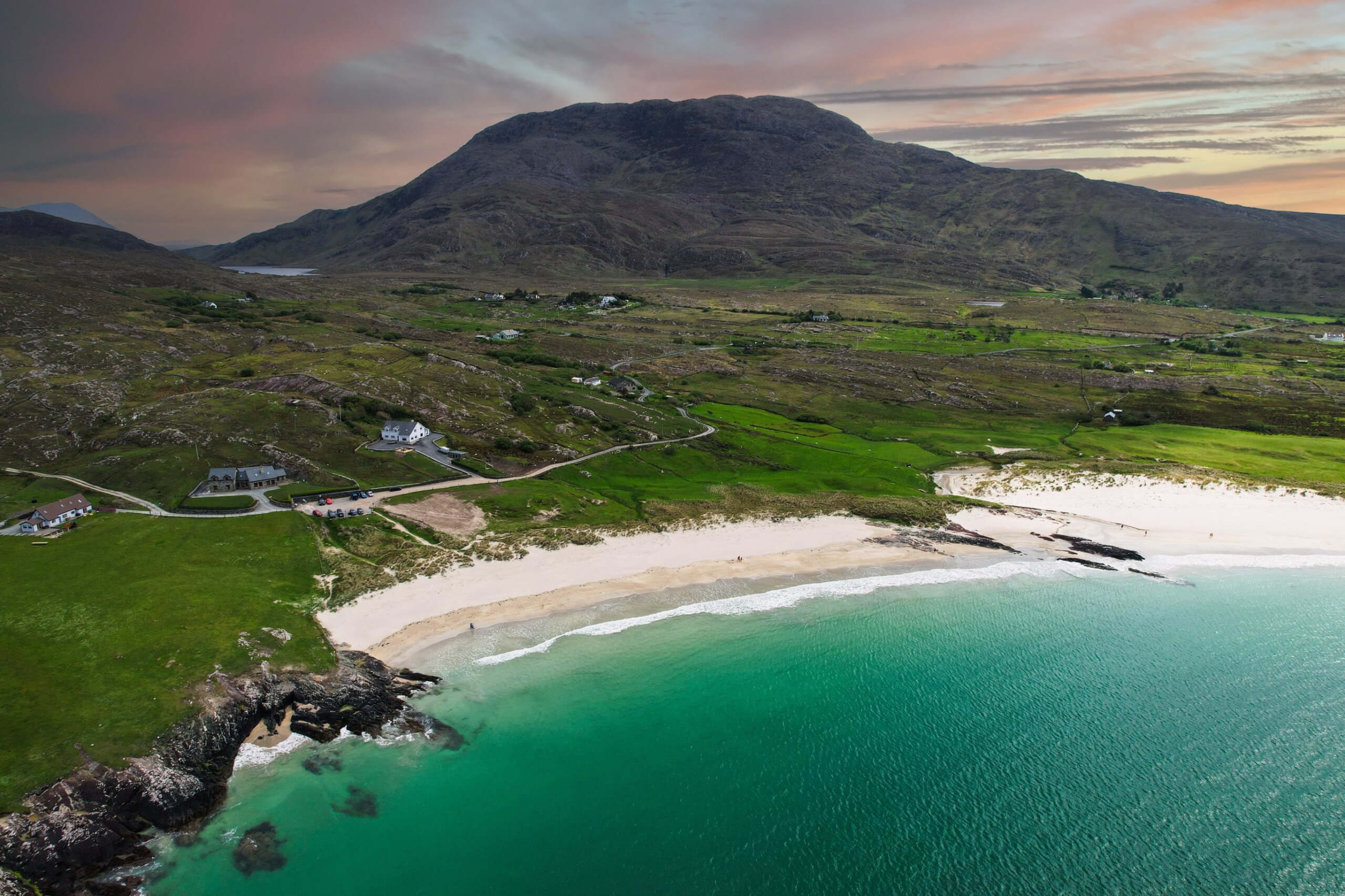 Glassilaun Beach, a white sandy beach situated between Renvyle and Killary bay in county Galway, Ireland
