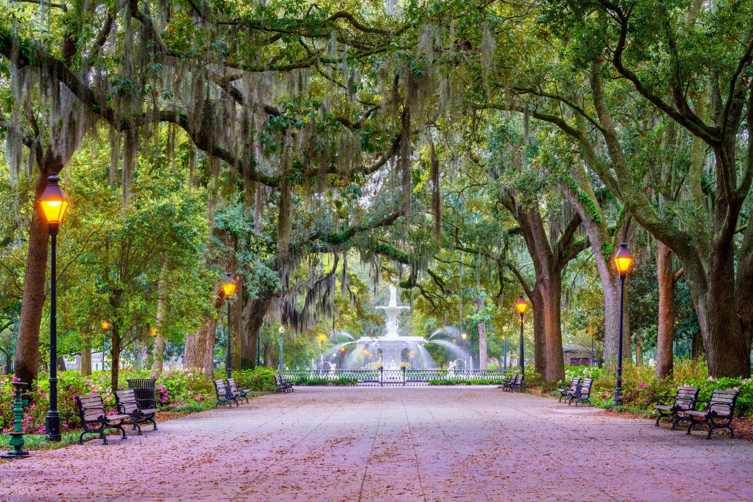 Forsyth Fountain, Forsyth Park. Savannah, Georgia, United States of America