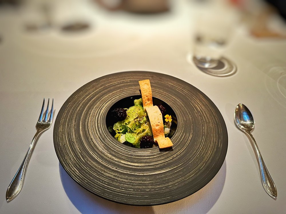 Artistic tasting dish at The French Laundry in Yountville, one of the best fine dining destinations in the U.S. for food lovers.