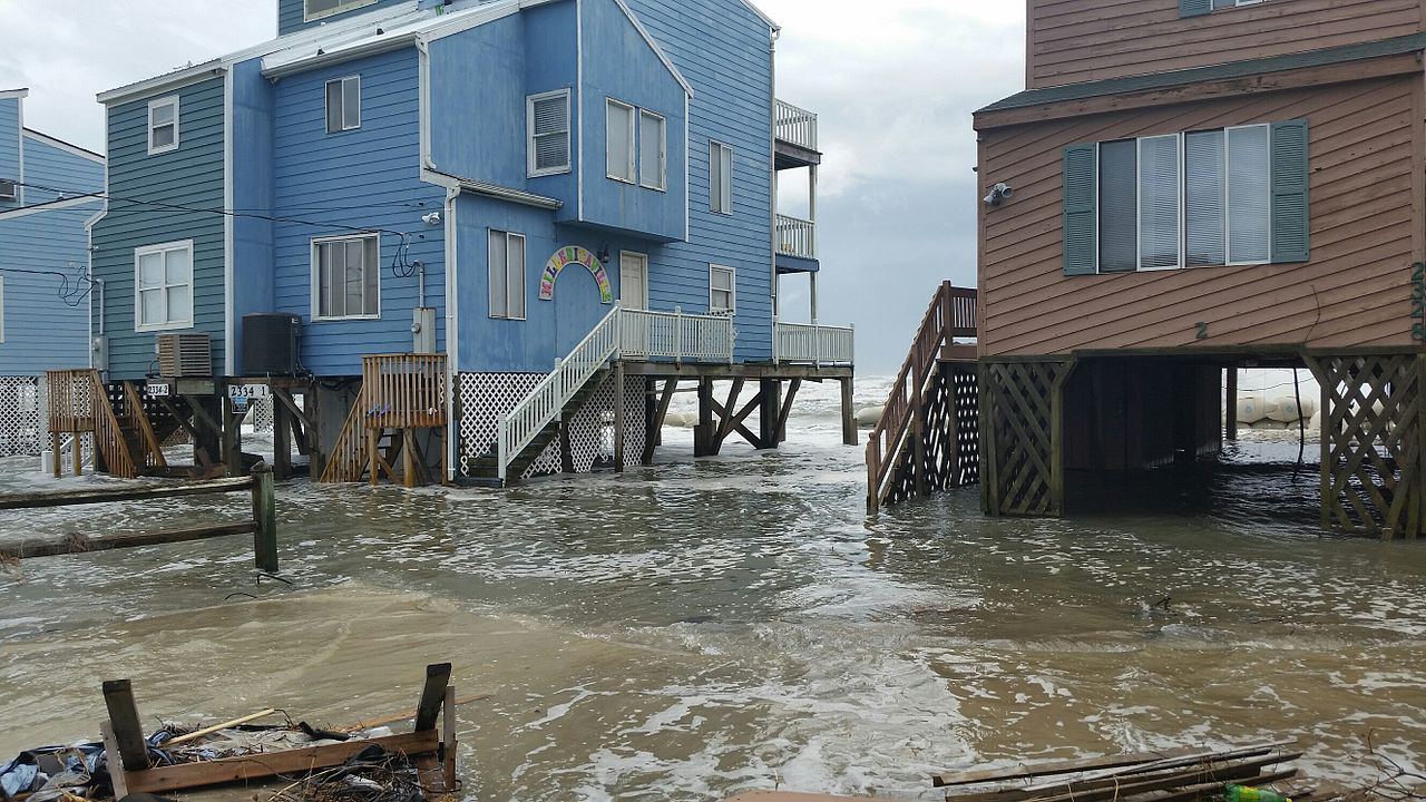 Coastal flooding from a non-tropical low at the Outer Banks of North Carolina on October 5, 2015.