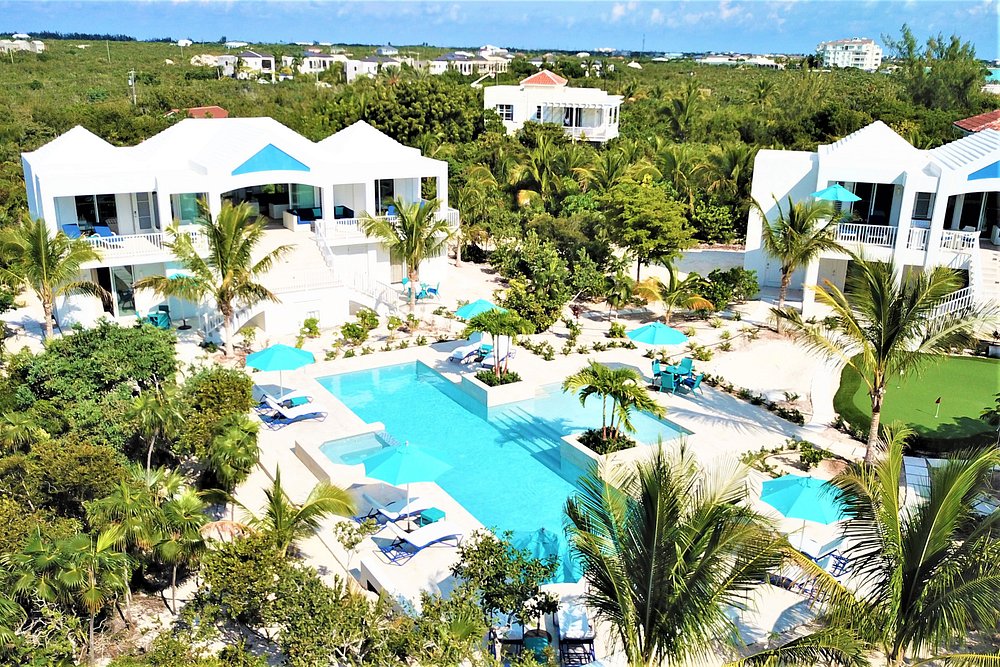 Birdsview of Villas Sapphire (left) and Villa Indigo at Caicias Villas 
