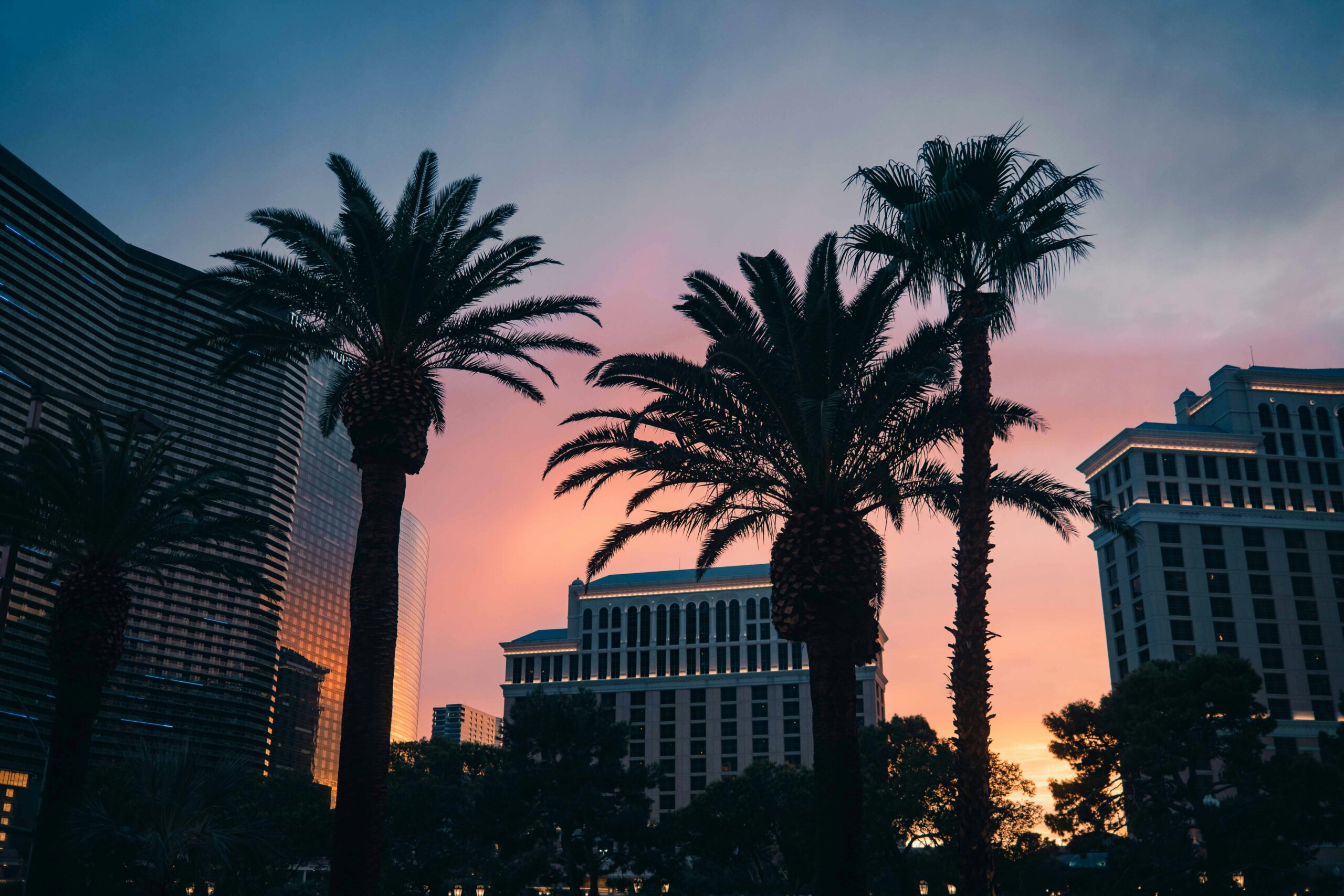 Las Vegas skyline at sunset highlighting fun things to do beyond the casinos.
