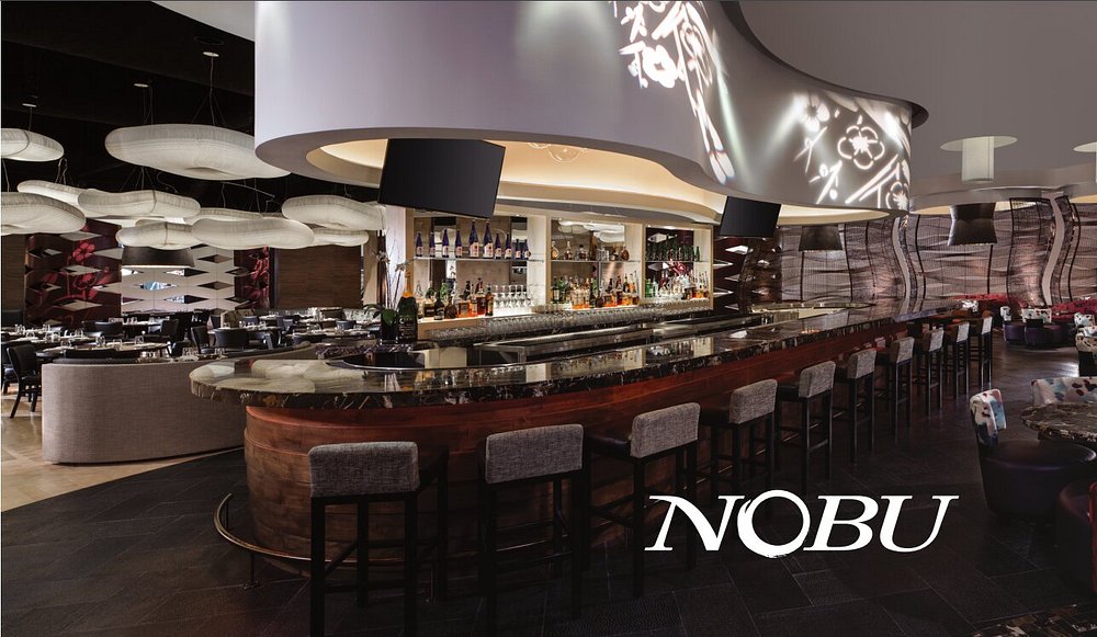Interior of Nobu Caesars Palace, a sleek and modern setting offering one of the toughest restaurant reservations in Las Vegas.