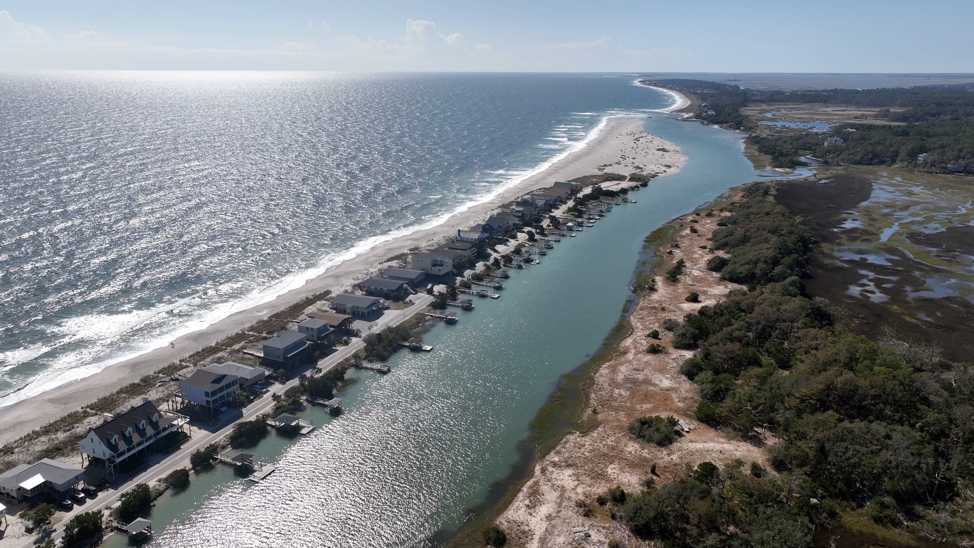 South Carolina coastal beach front living and vacationing at Pawleys Island, SC in beach front homes at South end during summer season
