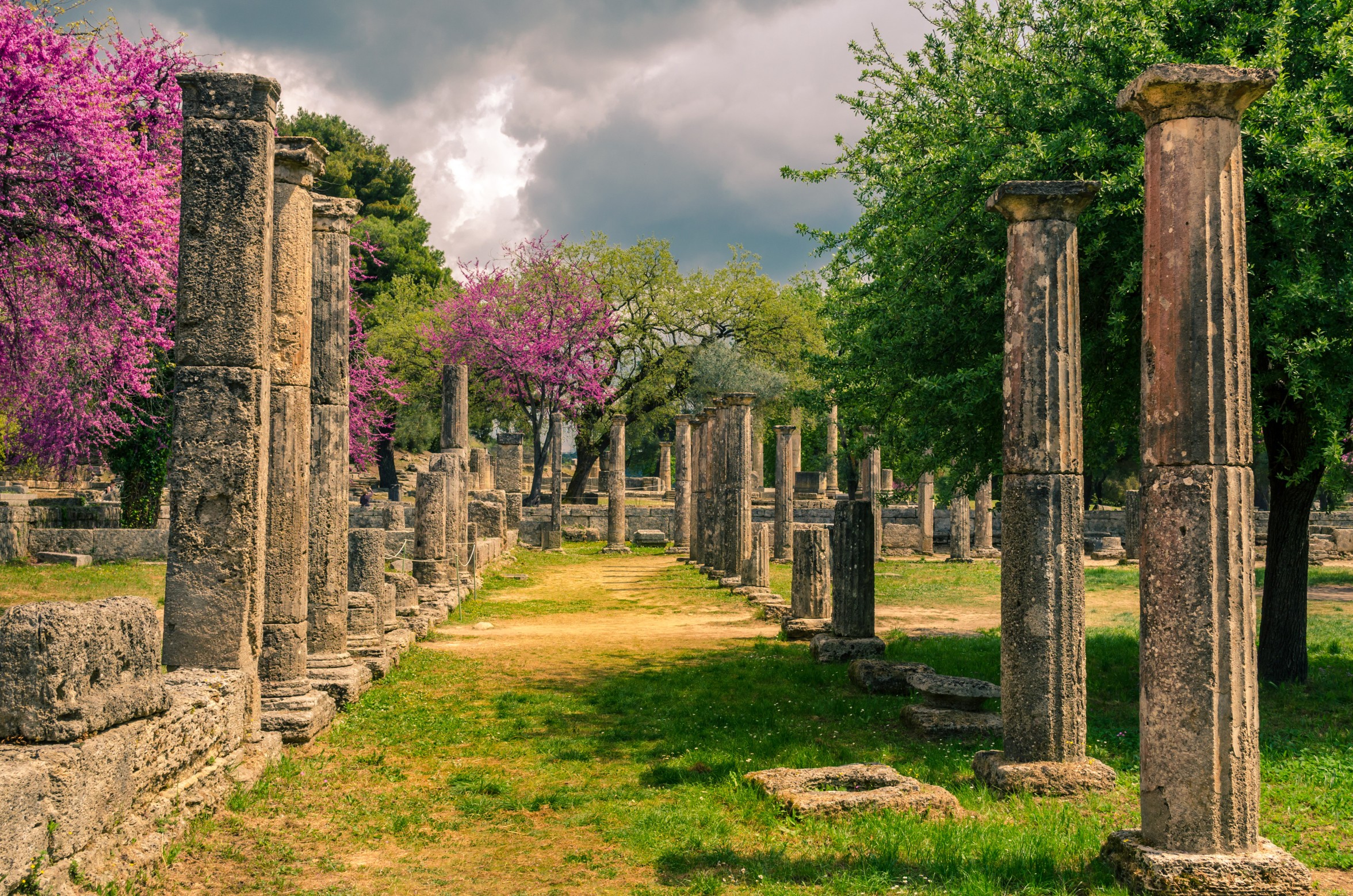 The archaeological site of ancient Olympia. The place where olympic games were born in classical times and where the Olympic torch today is ignited.