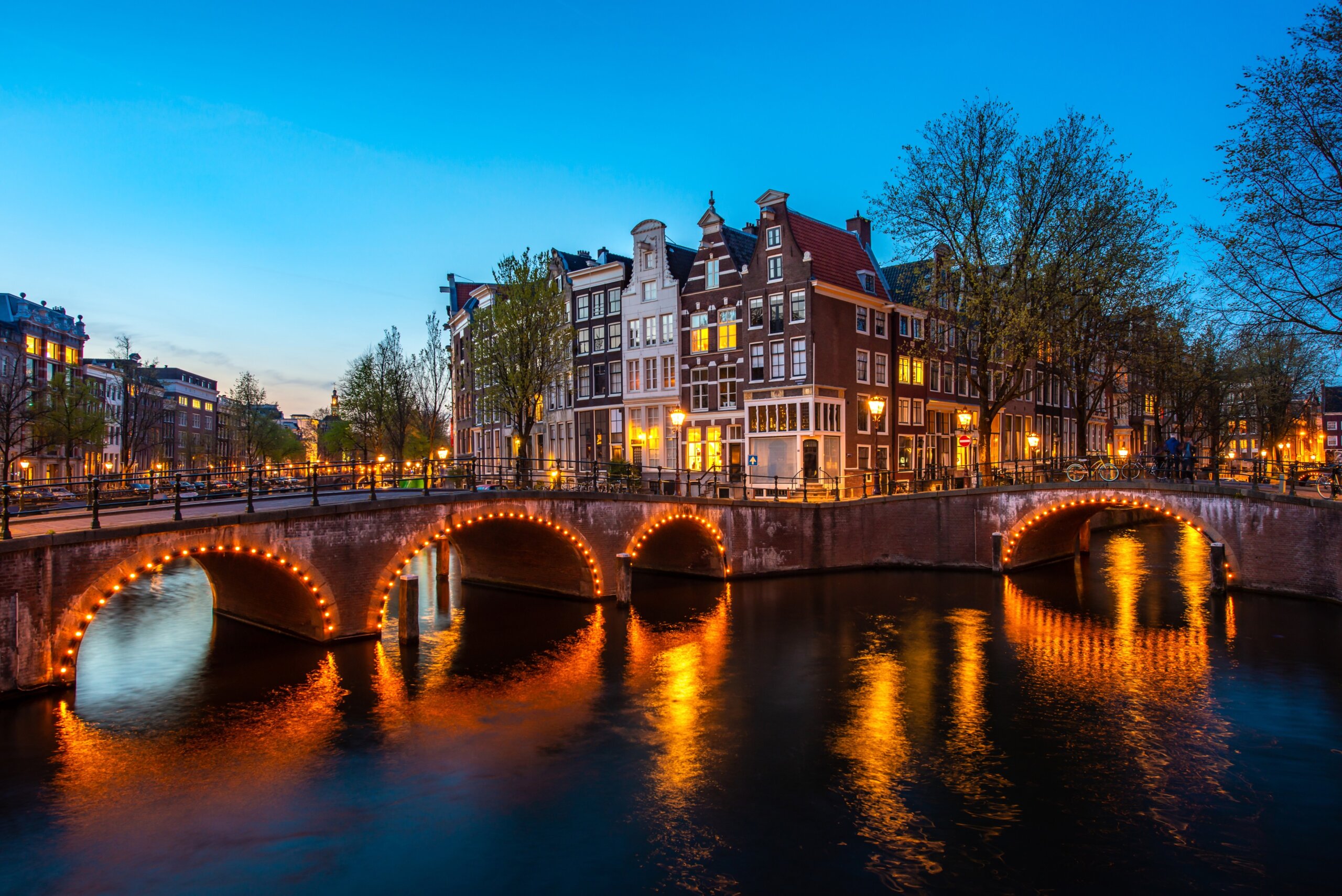 Canals of Amsterdam at night. Amsterdam is the capital and most populous city of the Netherlands.
