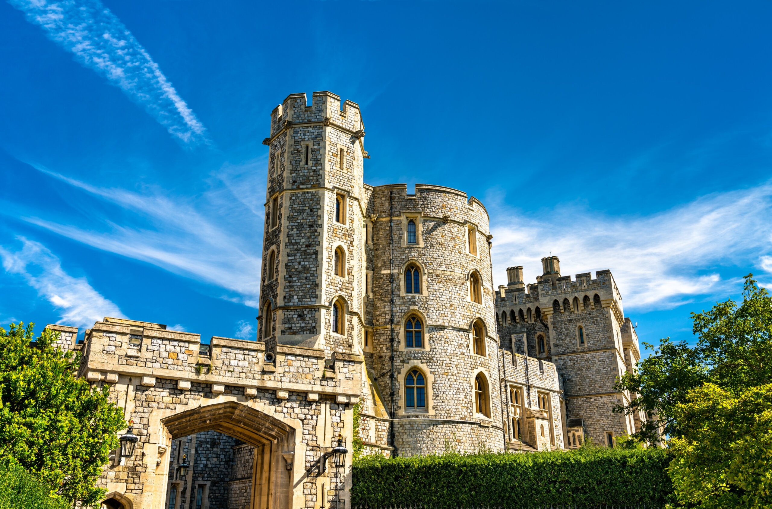 St. George's Gate with King Edward III Tower at Windsor Castle in England